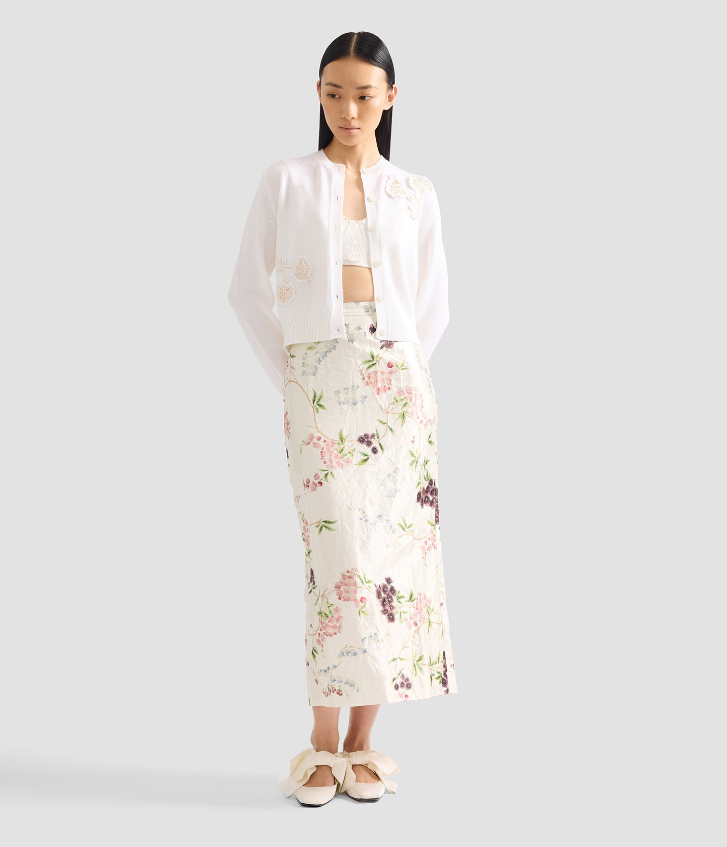 Appliqué Merino Wool Cardigan