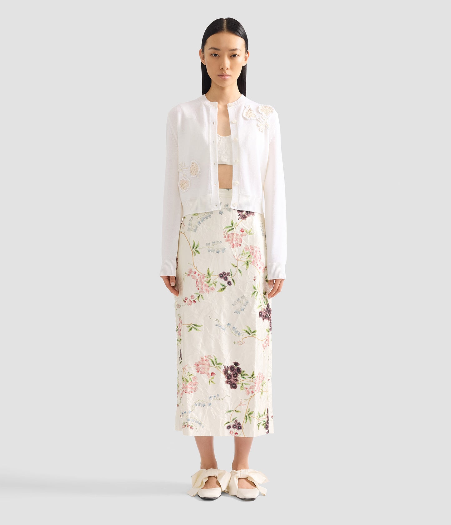 Appliqué Merino Wool Cardigan