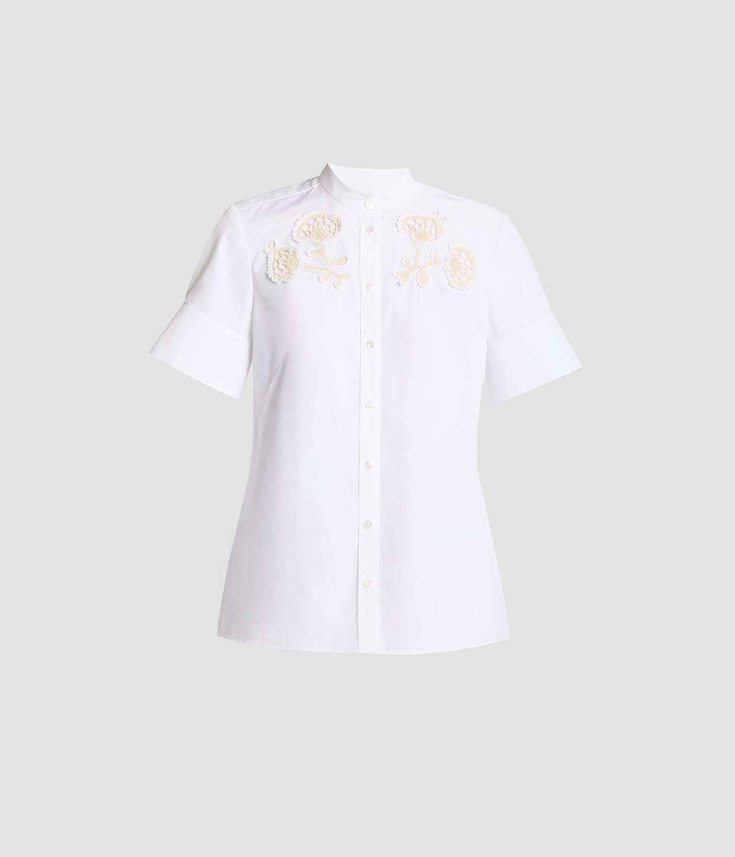 Appliqué Cotton Poplin Short Sleeve Shirt