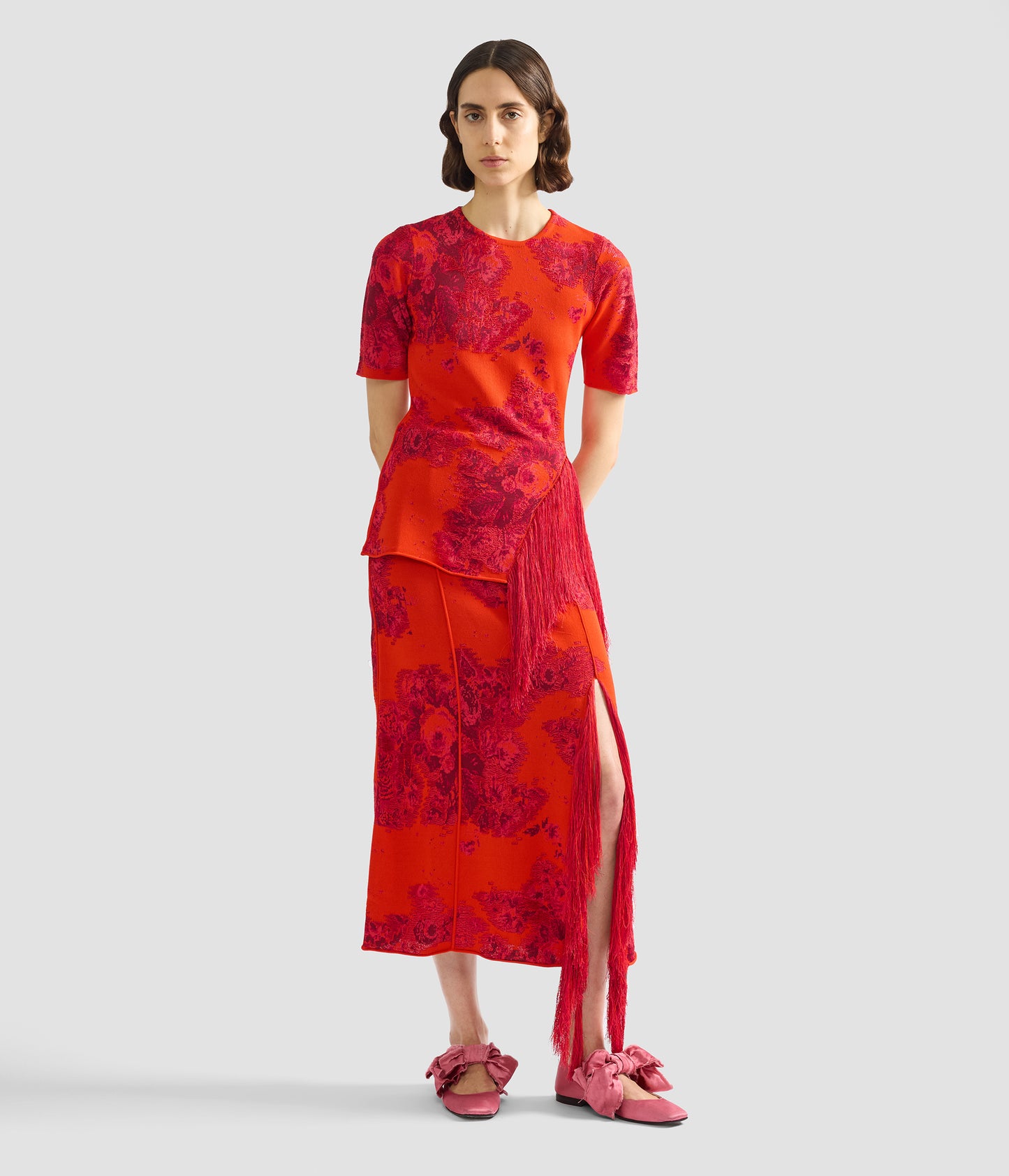 French Fray Midi Pencil Knit Skirt