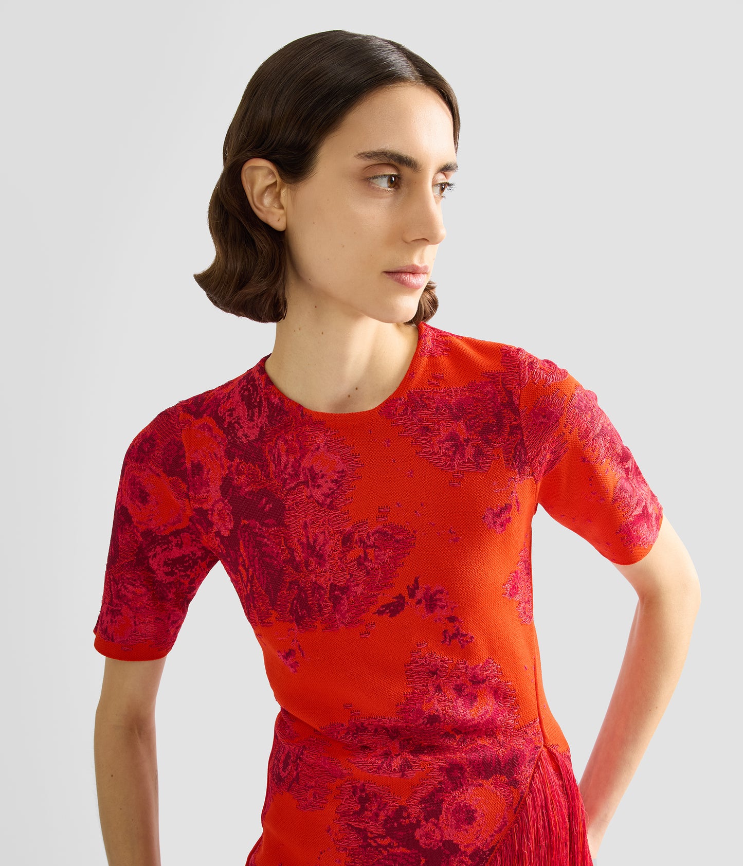 French Fray Short Sleeve Knit Top