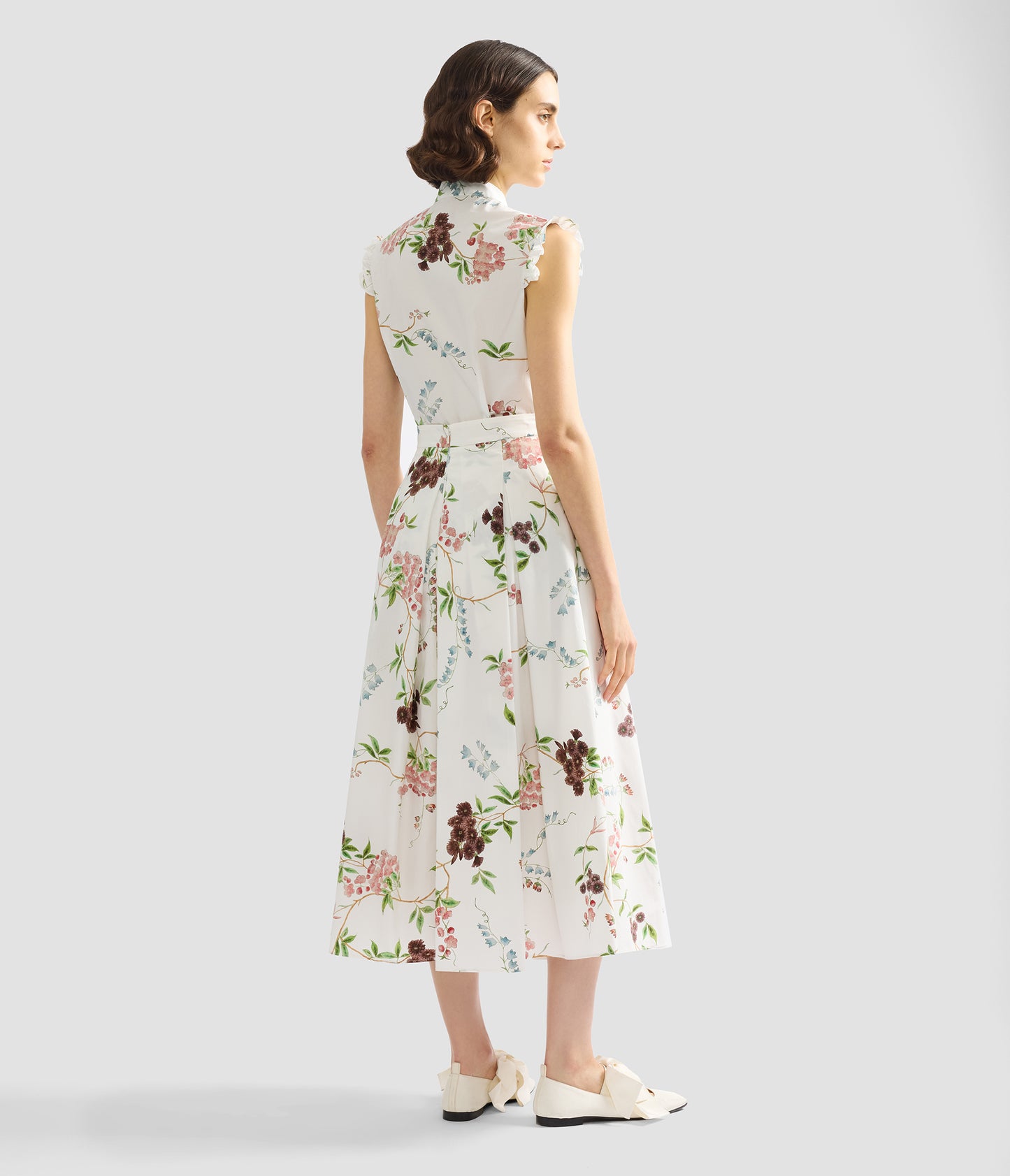 Floral Print Cotton Midi Full Skirt