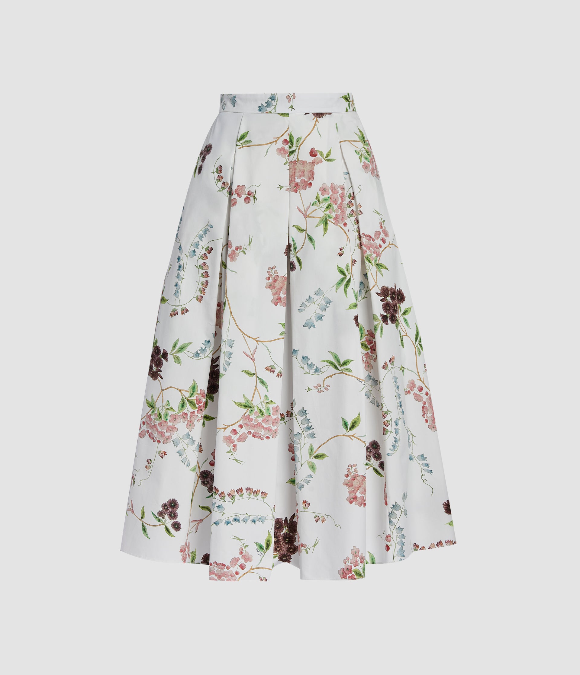 Floral Print Cotton Midi Full Skirt