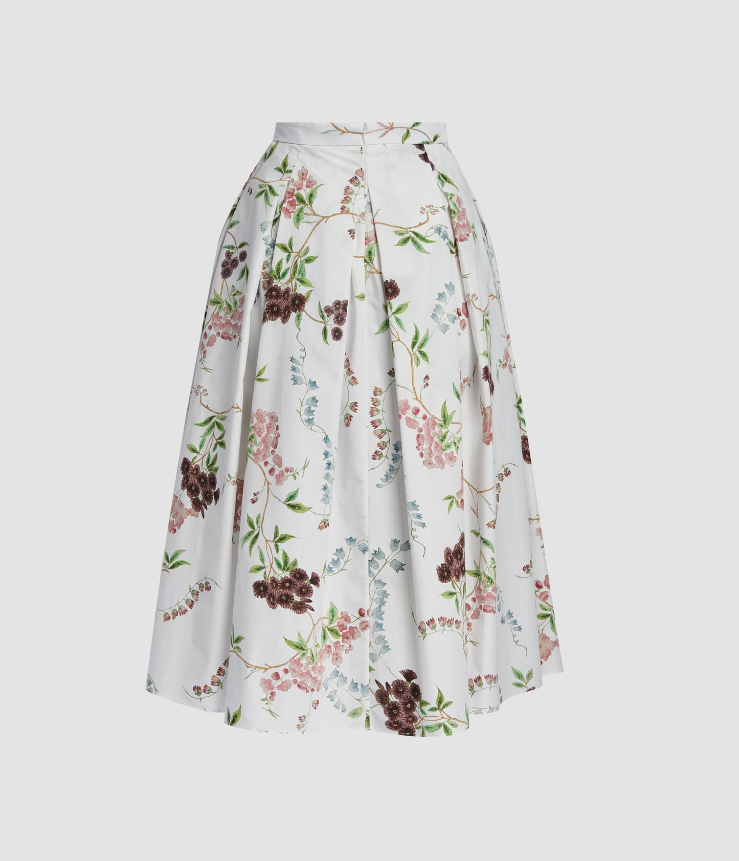Floral Print Cotton Midi Full Skirt