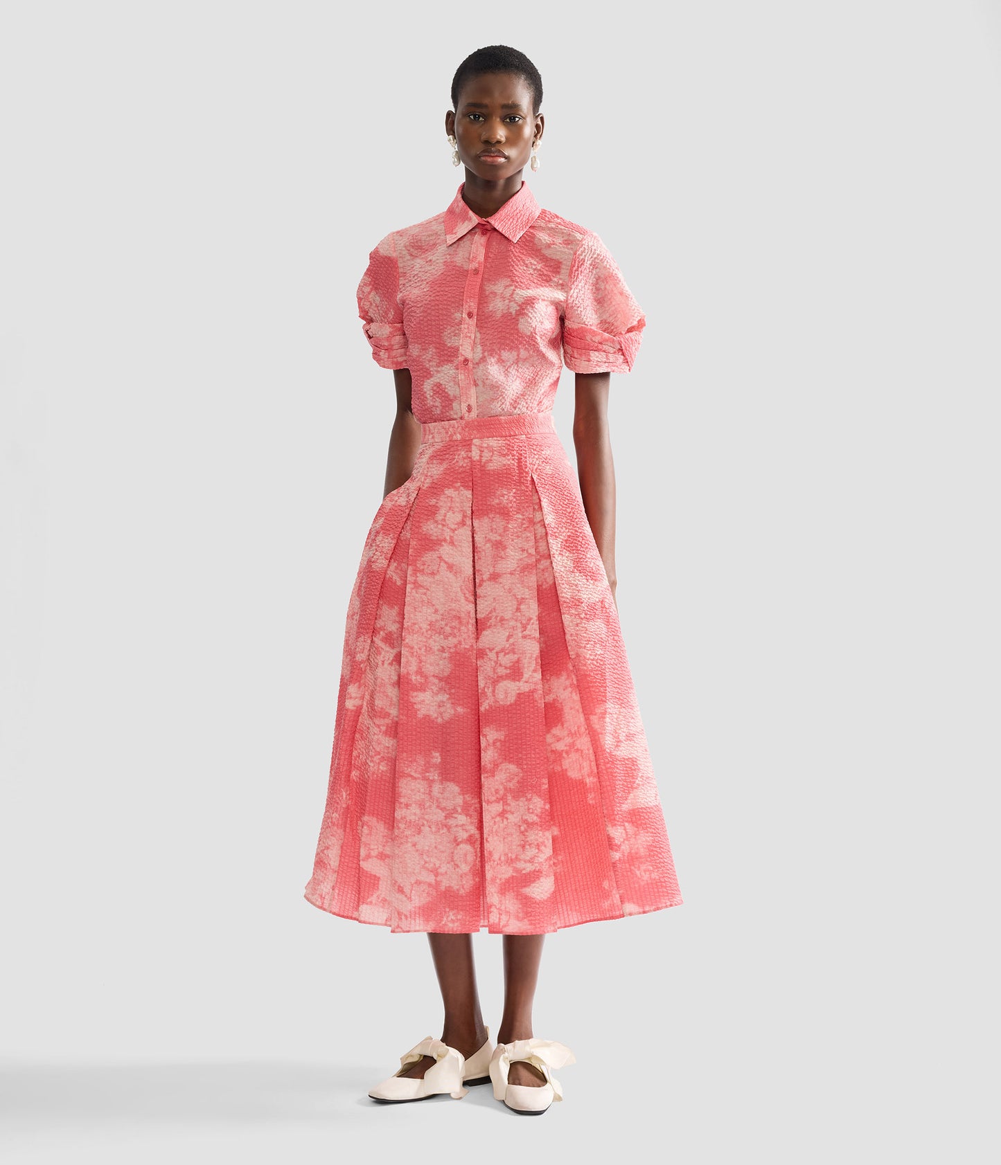 Floral Print Cotton Midi Full Skirt