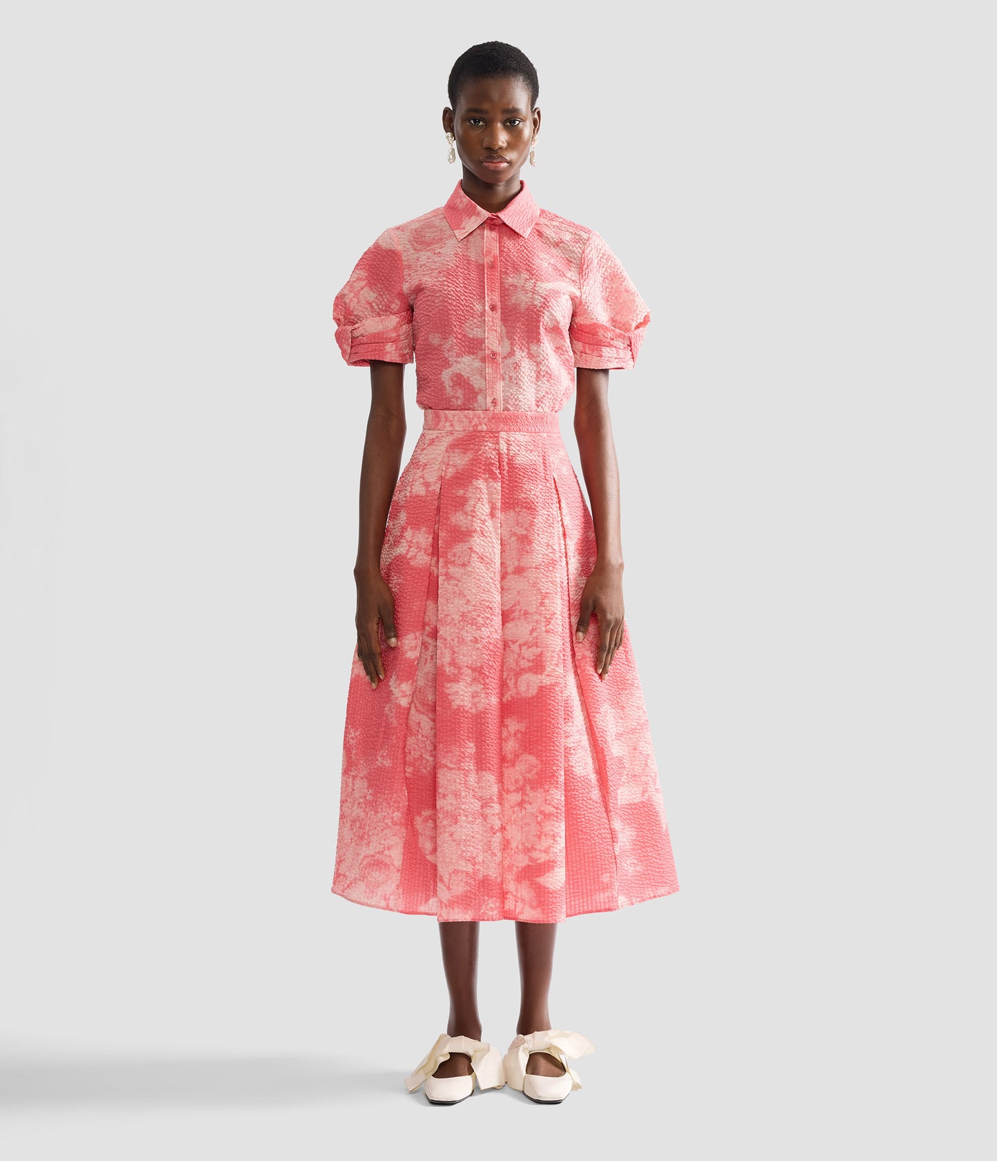 Floral Print Cotton Midi Full Skirt