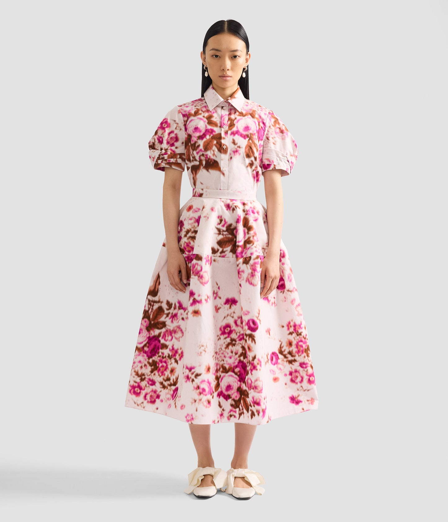 Floral Print Cotton Midi Full Skirt