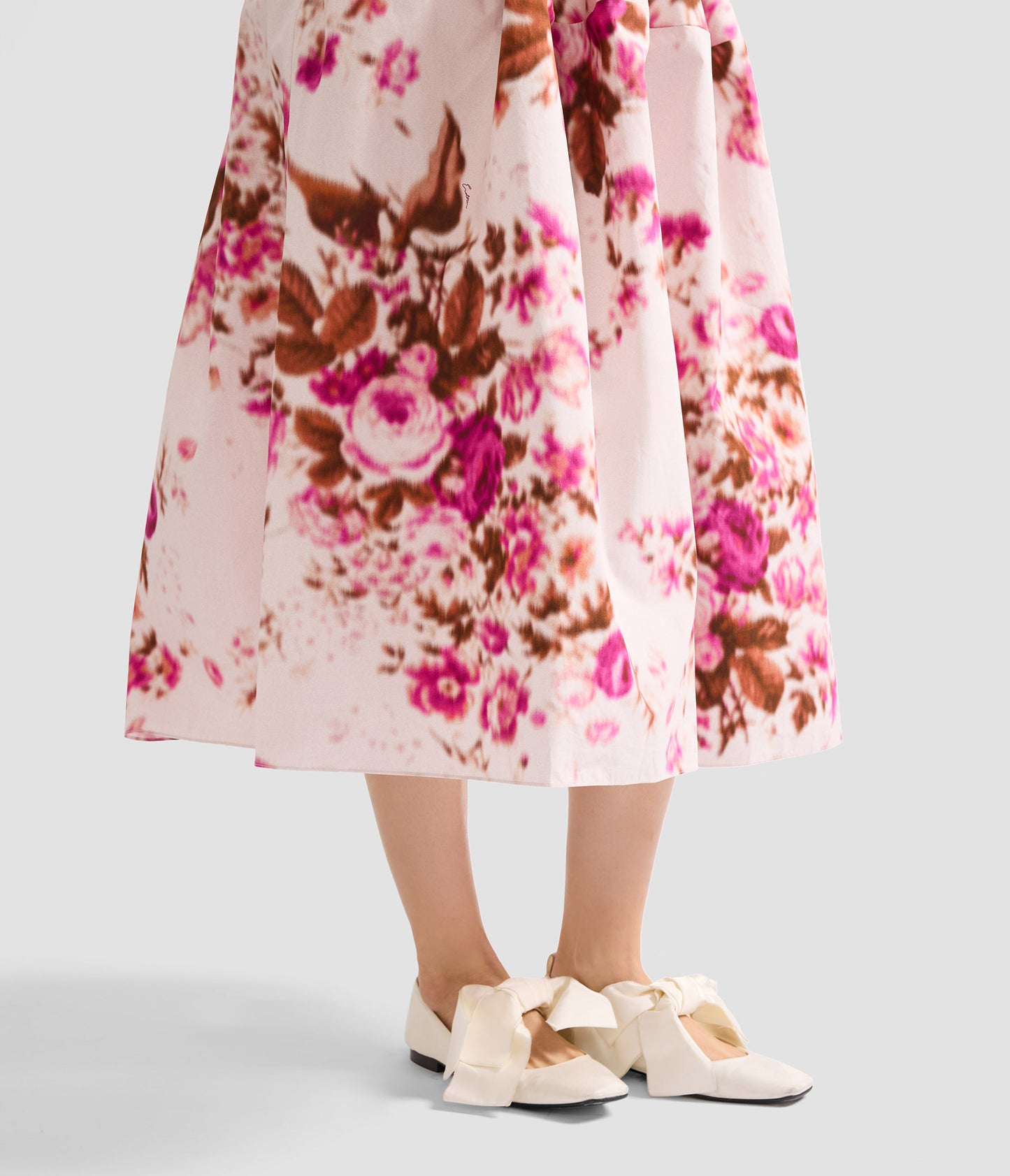 Floral Print Cotton Midi Full Skirt