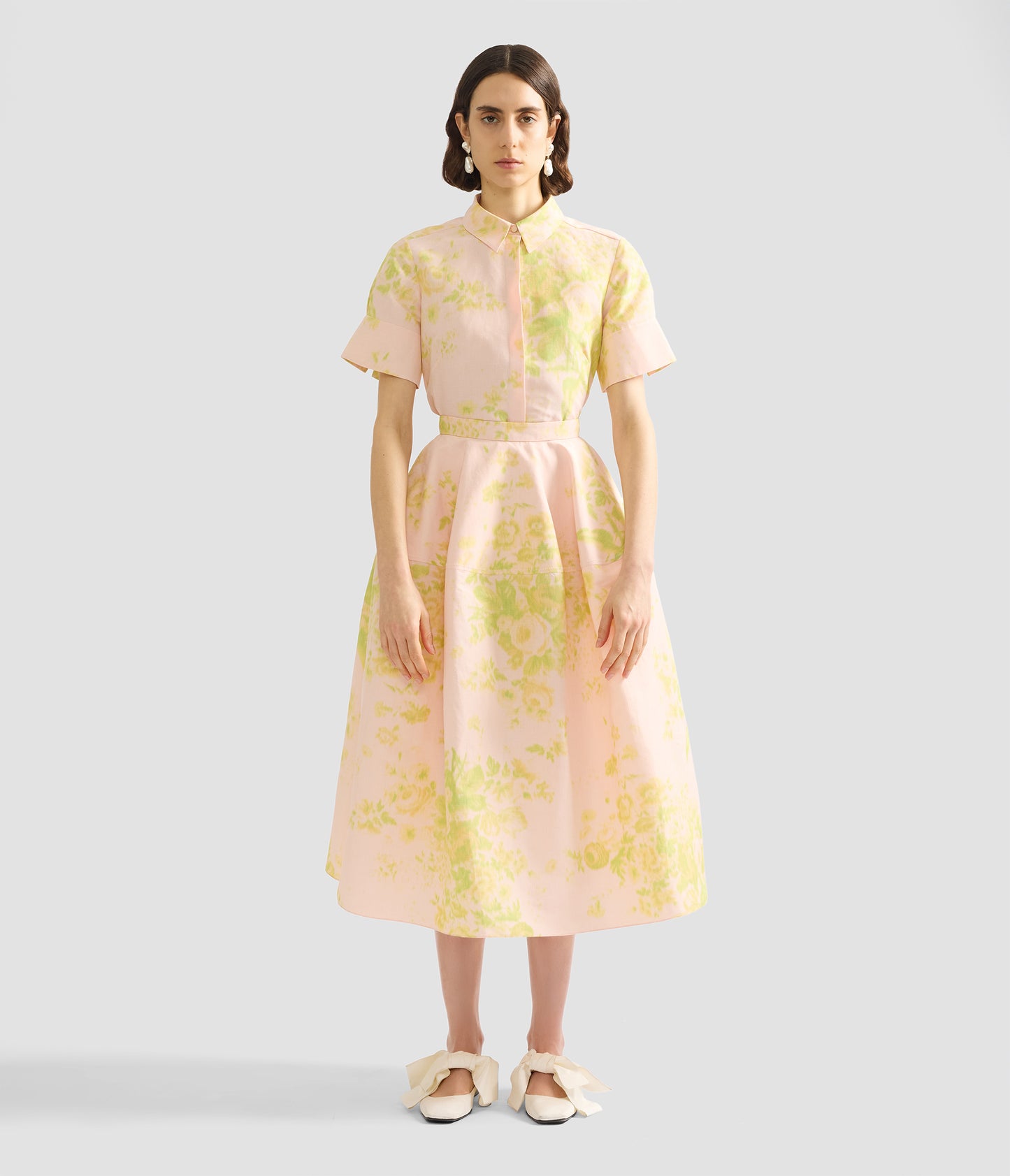 Floral Print Linen Chine Short Sleeve Shirt