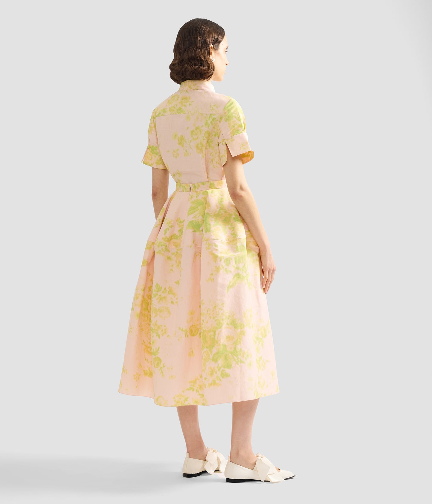 Flroal Print Linen Chine Midi Full Skirt