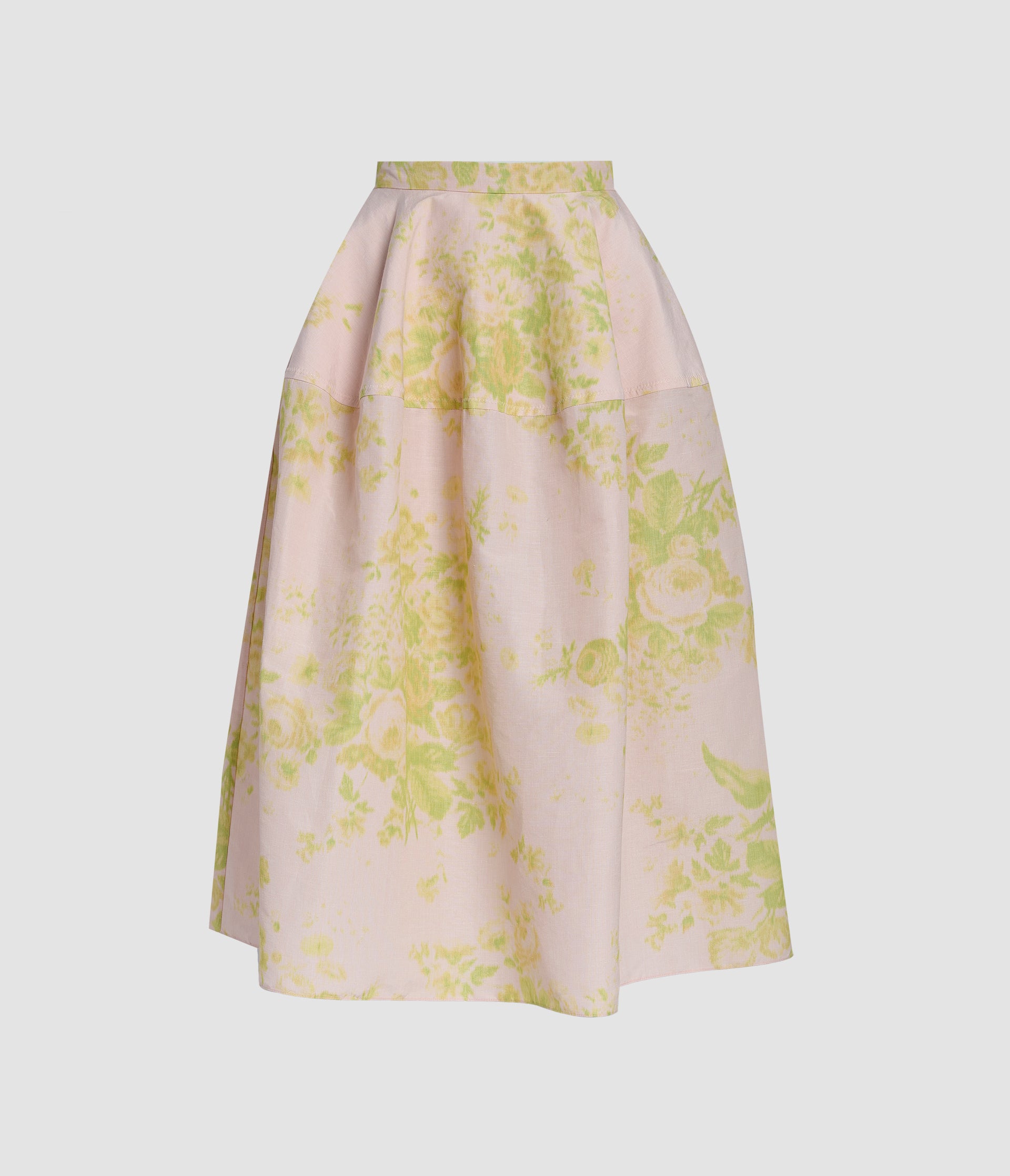 Flroal Print Linen Chine Midi Full Skirt