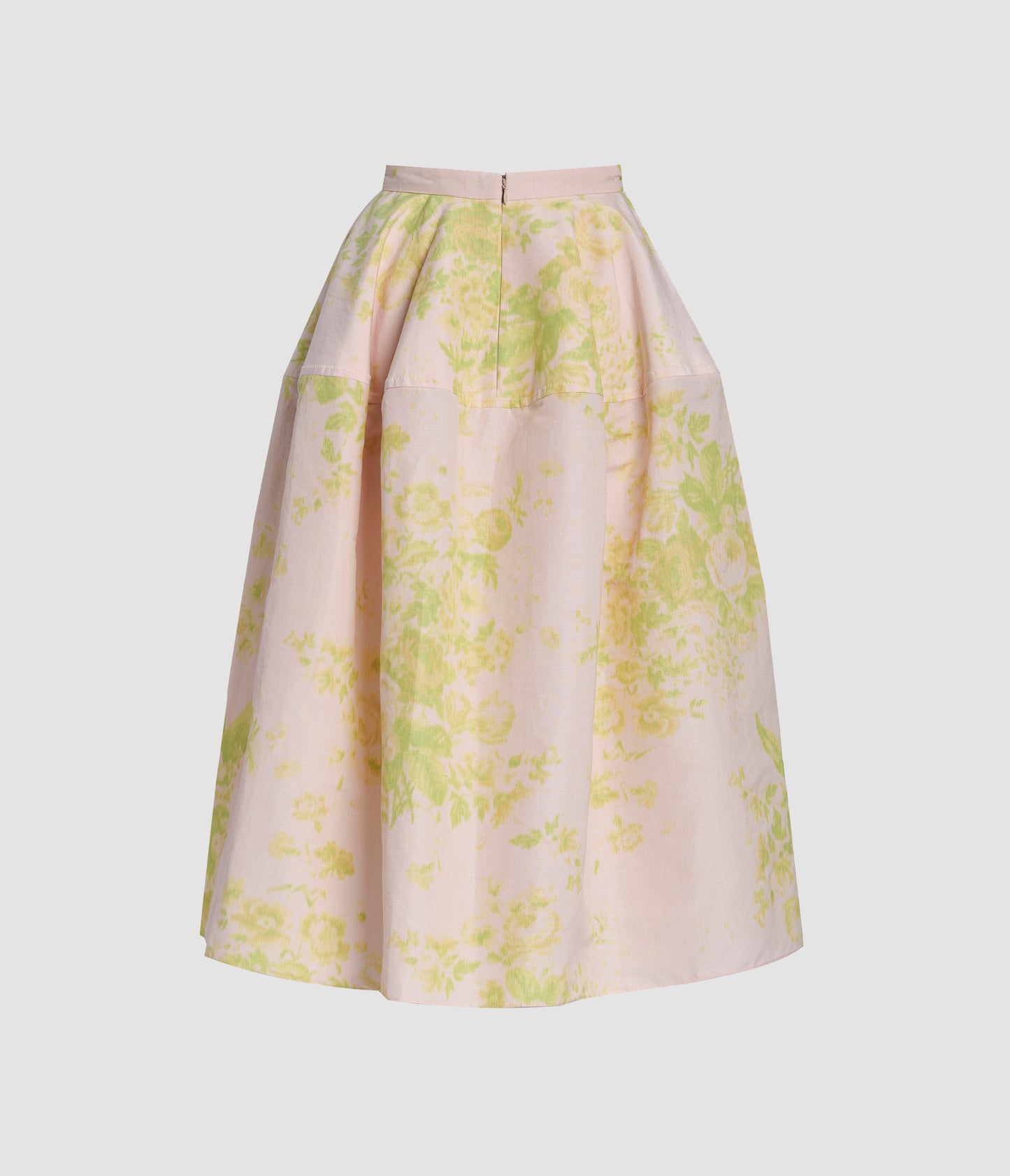Flroal Print Linen Chine Midi Full Skirt