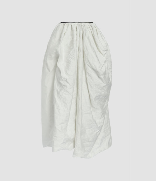 Metallised Cotton Draped Midi Skirt