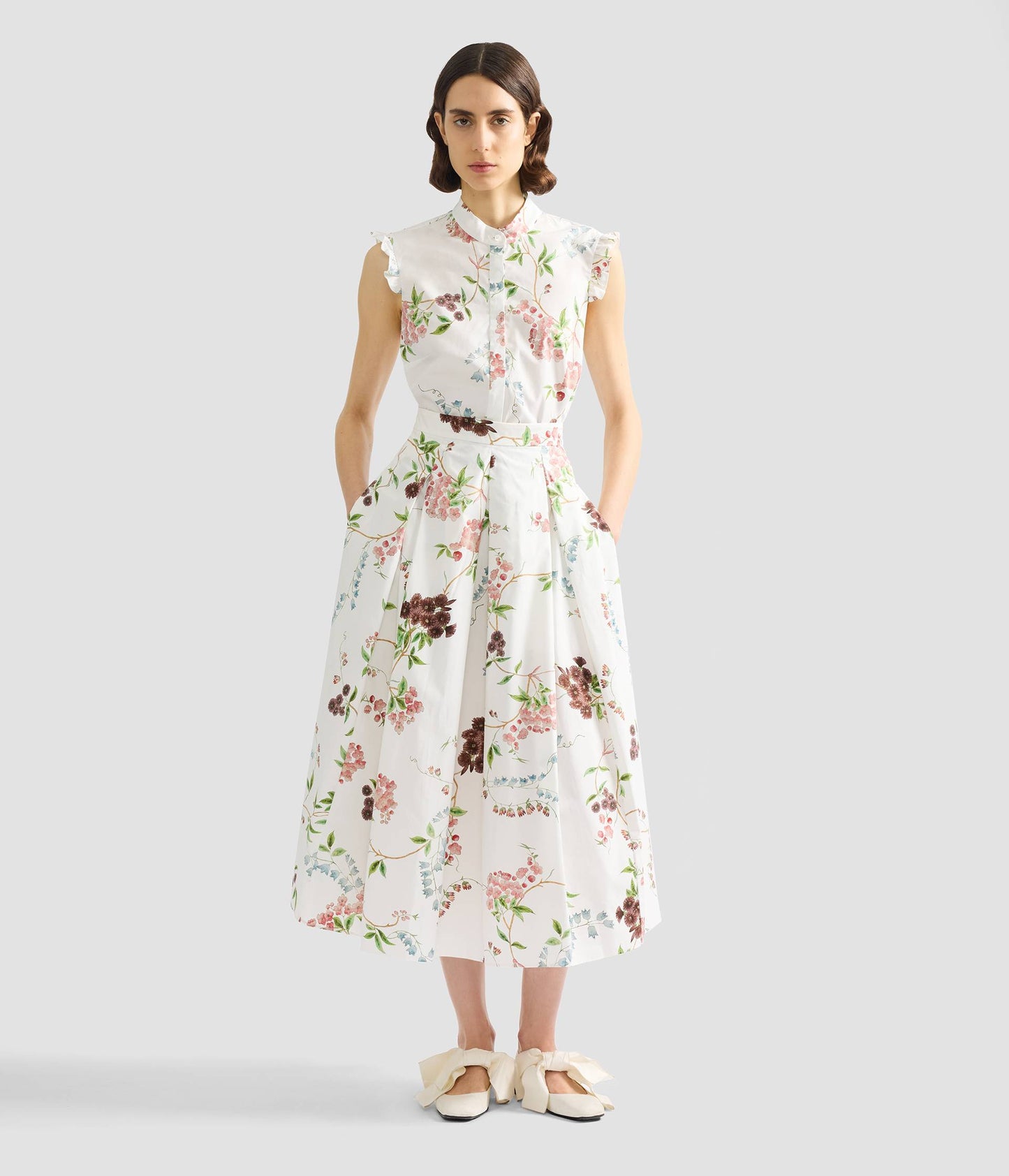 Floral Print Cotton Sleeveless Shirt