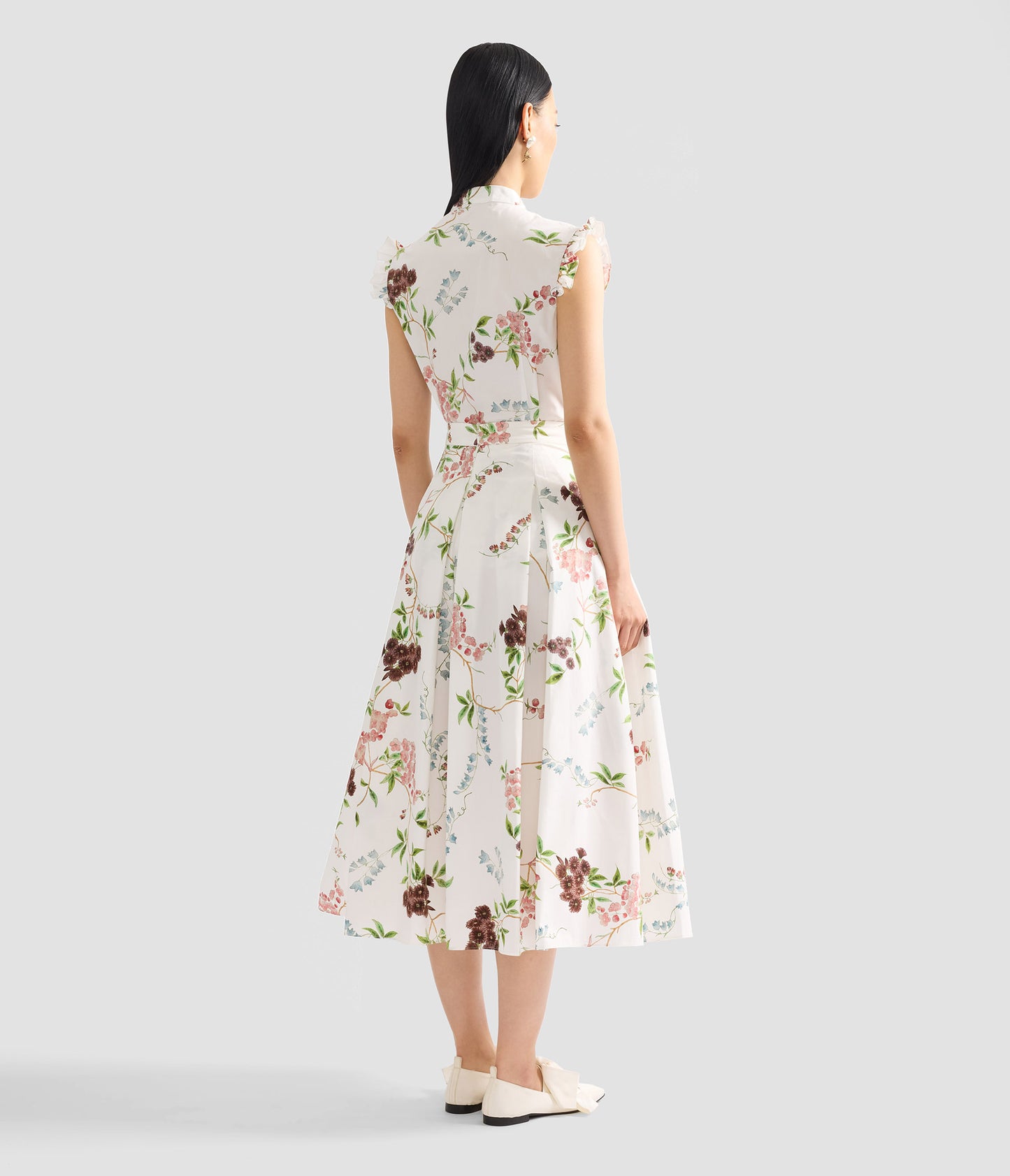 Floral Print Cotton Midi Full Skirt