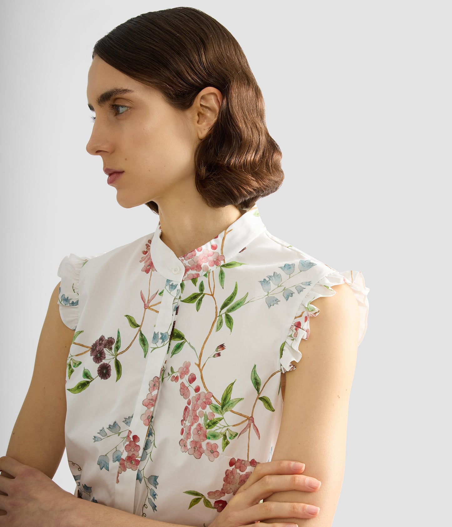 Floral Print Cotton Sleeveless Shirt