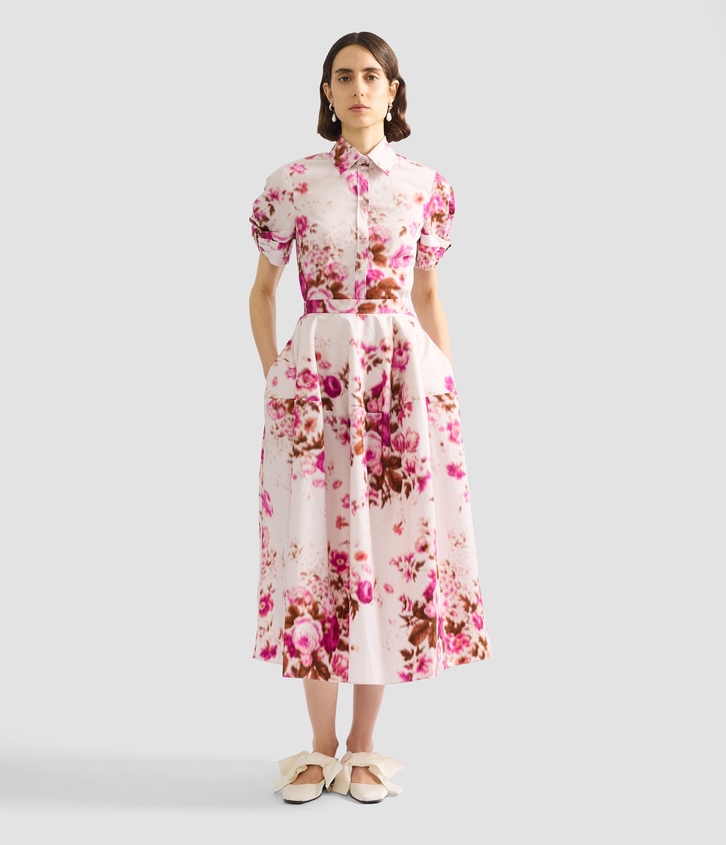 Floral Print Cotton Short Sleeve Shirt