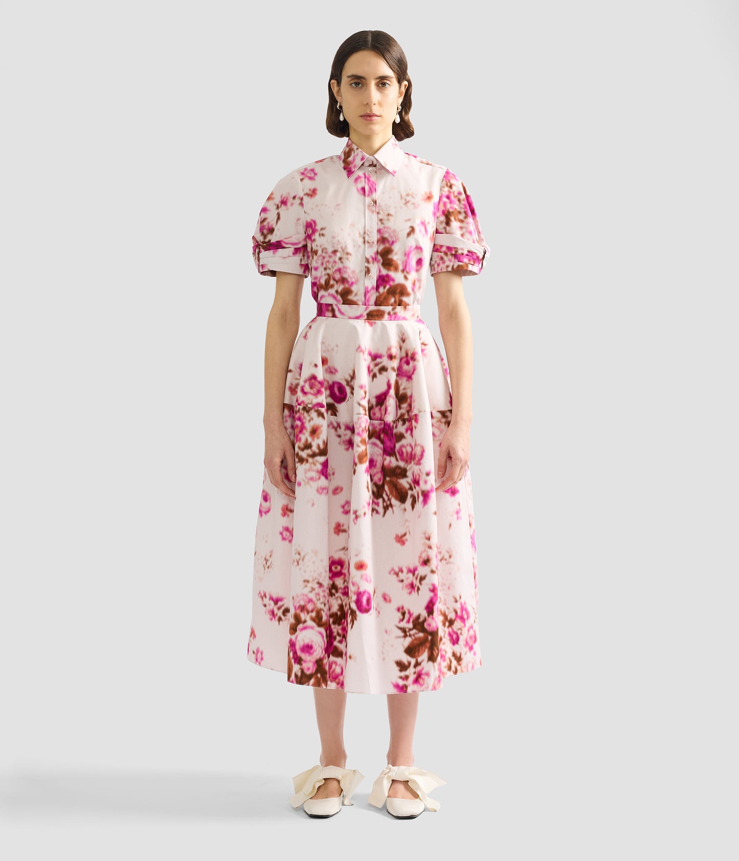 Floral Print Cotton Short Sleeve Shirt