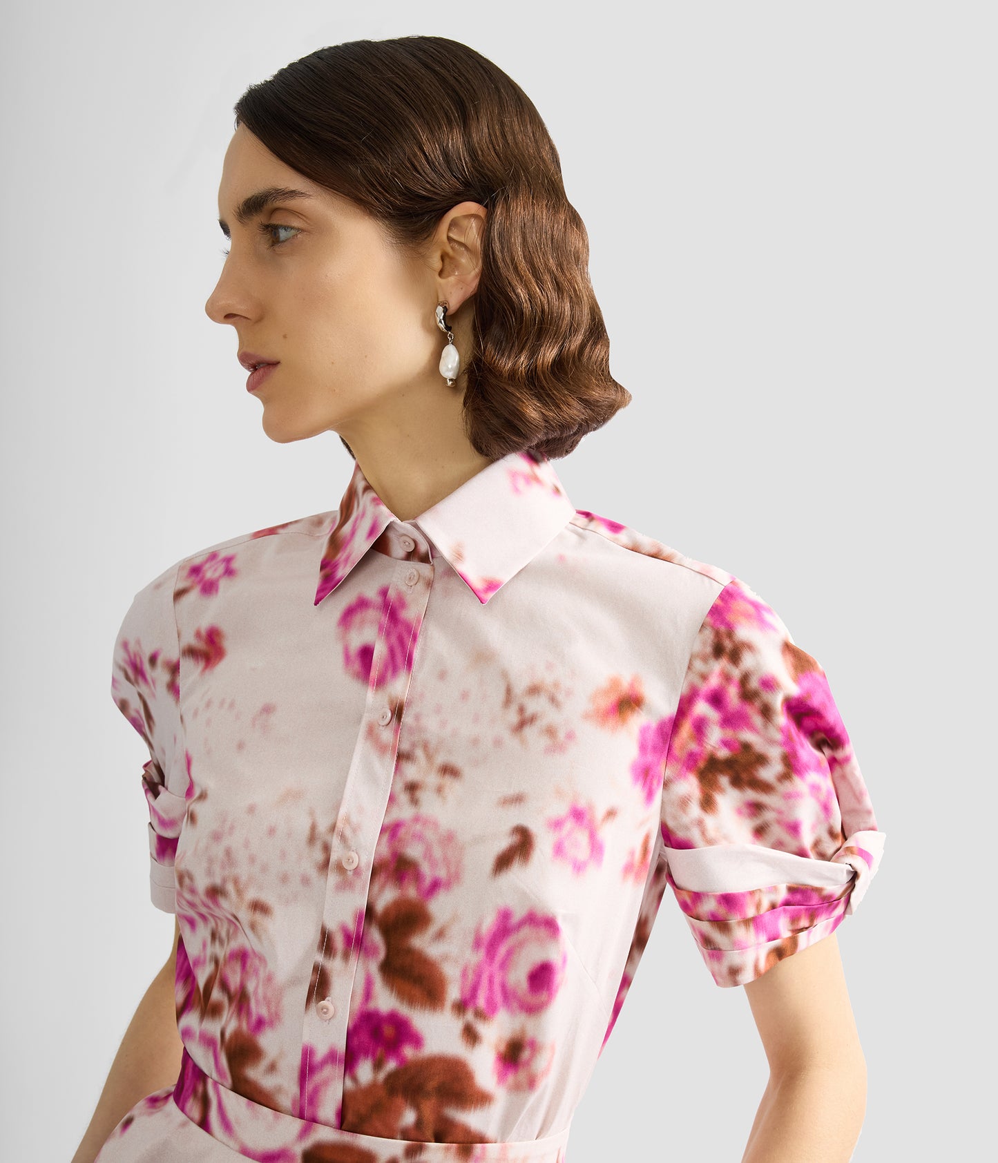 Floral Print Cotton Short Sleeve Shirt