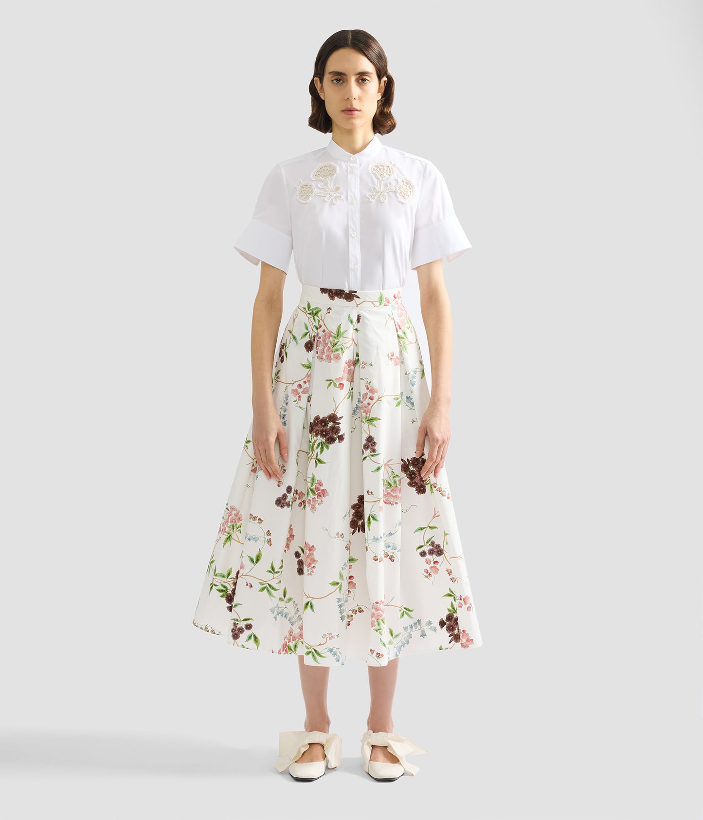 Appliqué Cotton Poplin Short Sleeve Shirt