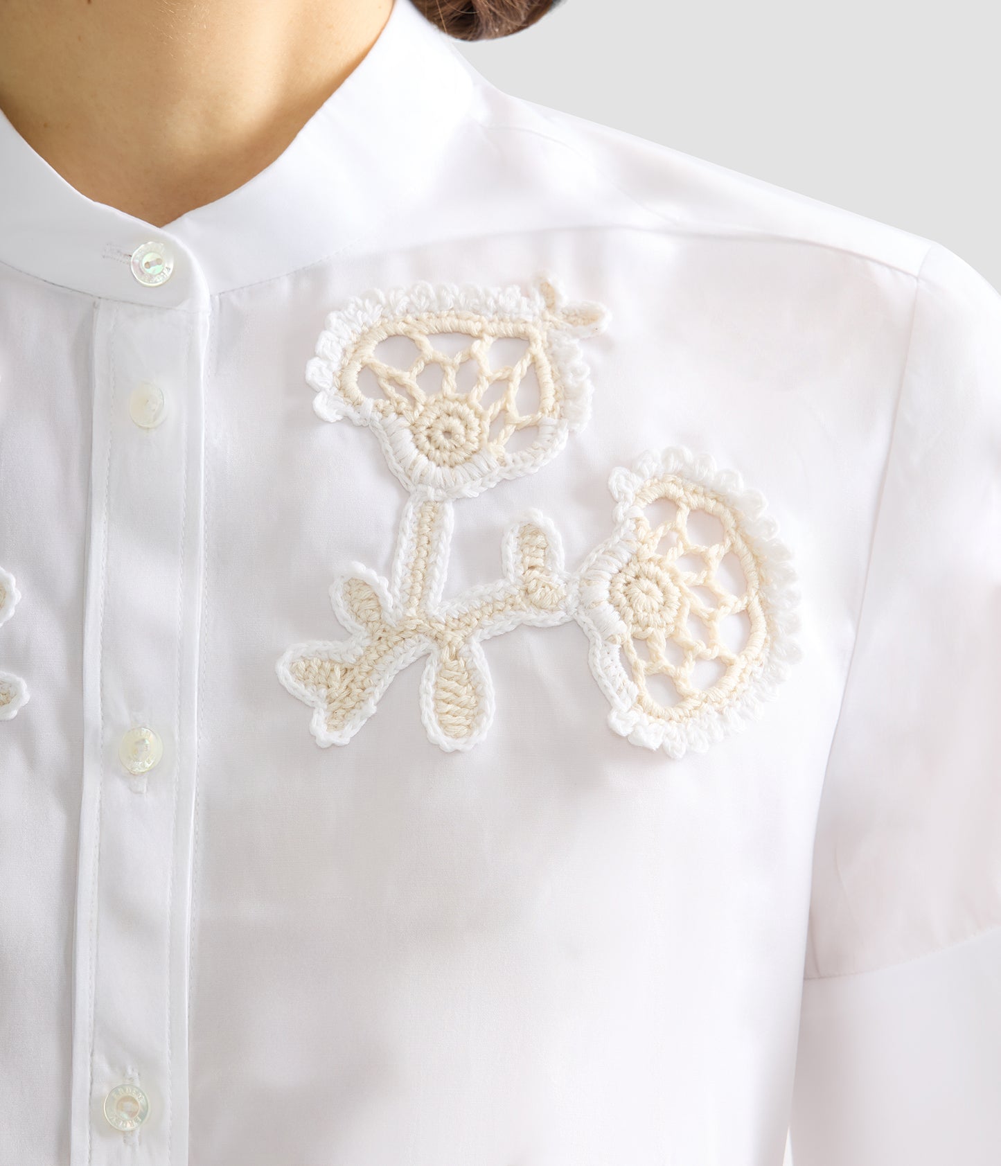 Appliqué Cotton Poplin Short Sleeve Shirt