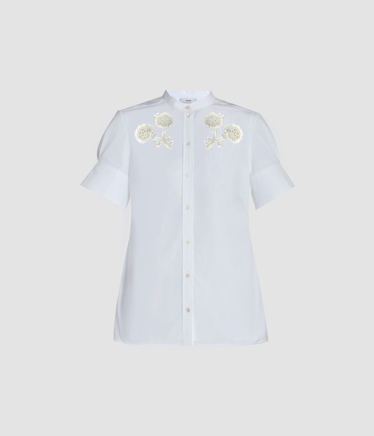 Appliqué Cotton Poplin Short Sleeve Shirt