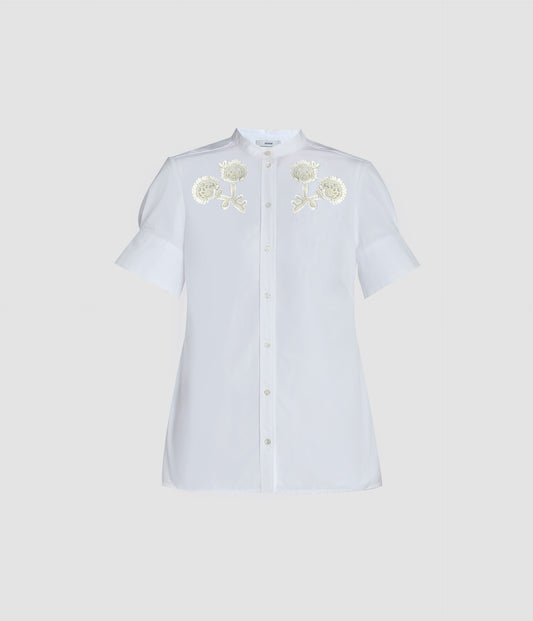Appliqué Cotton Poplin Short Sleeve Shirt