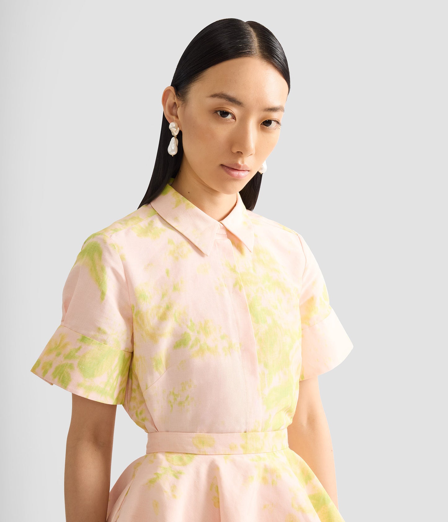 Floral Print Linen Chine Short Sleeve Shirt