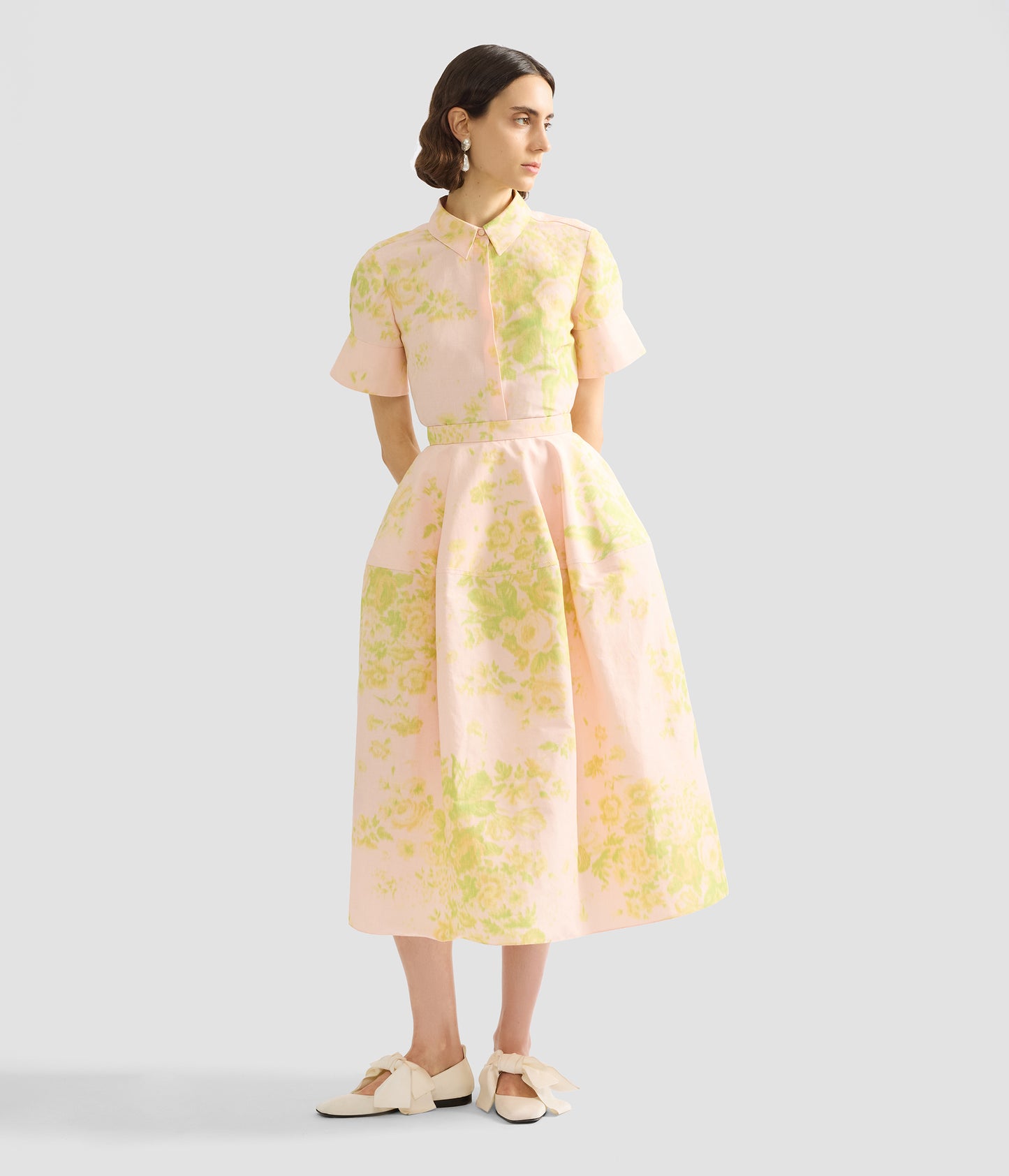 Floral Print Linen Chine Short Sleeve Shirt