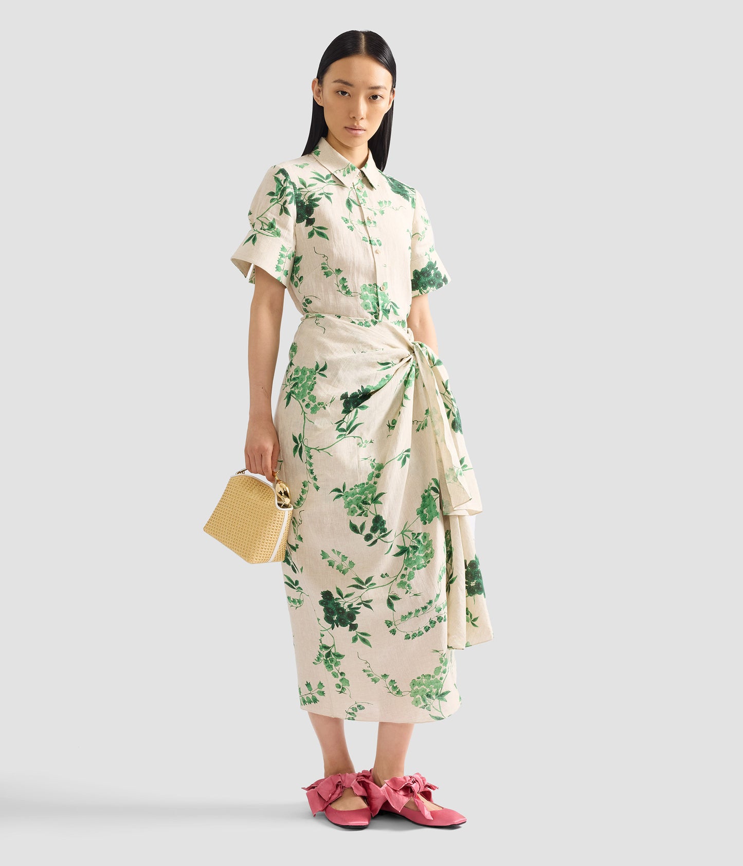 Floral Print Linen Short Sleeve Shirt