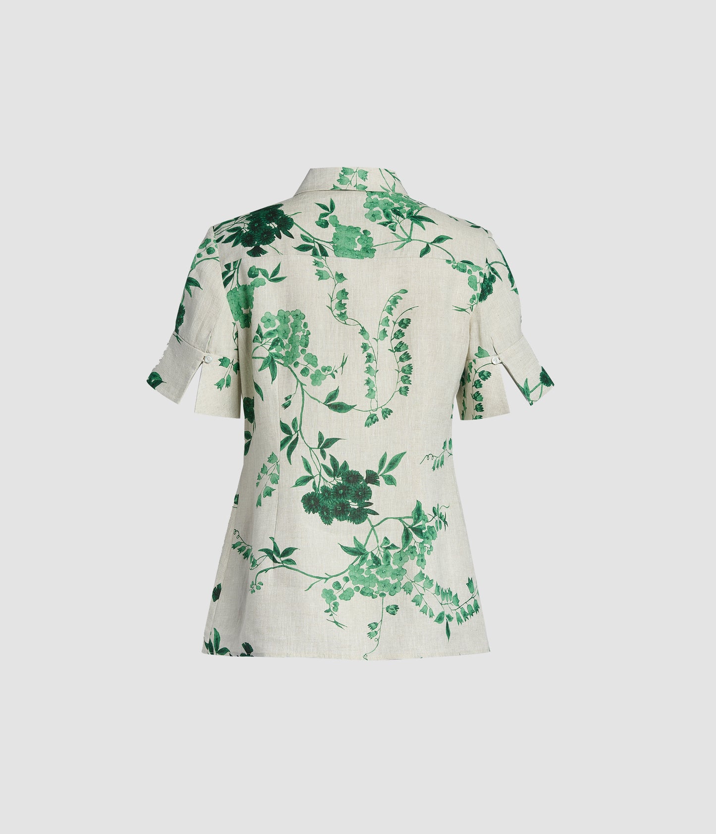 Floral Print Linen Short Sleeve Shirt