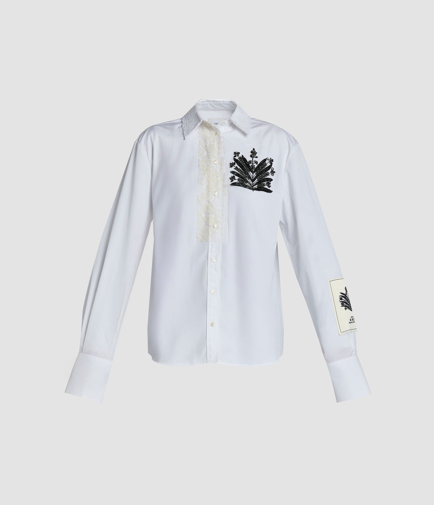 Embellished Cotton Poplin Long Sleeve Shirt
