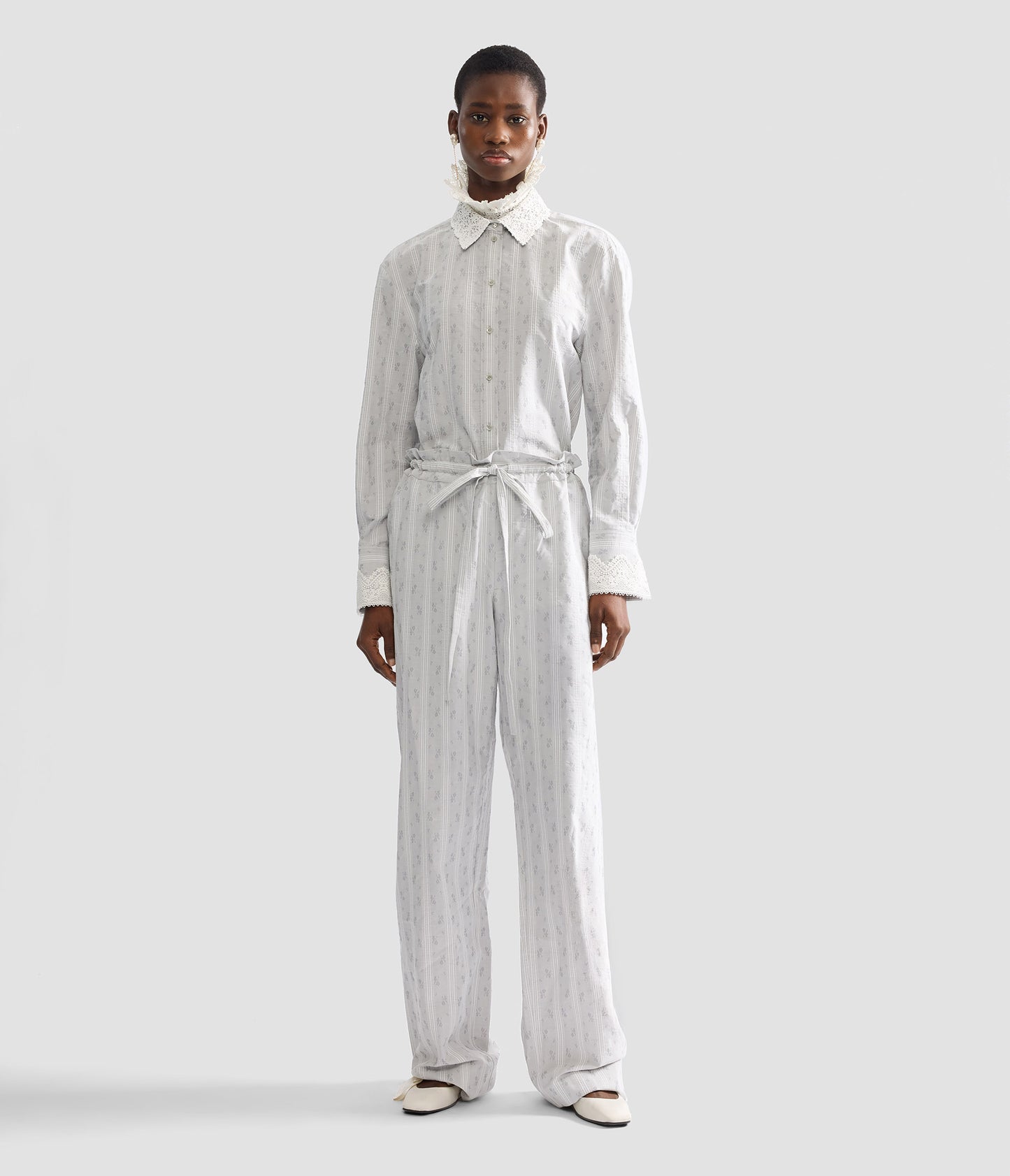 Ditsy Cotton Stripe Long Sleeve Shirt