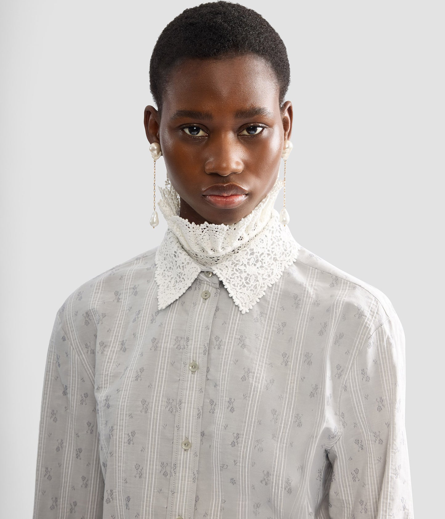 Ditsy Cotton Stripe Long Sleeve Shirt