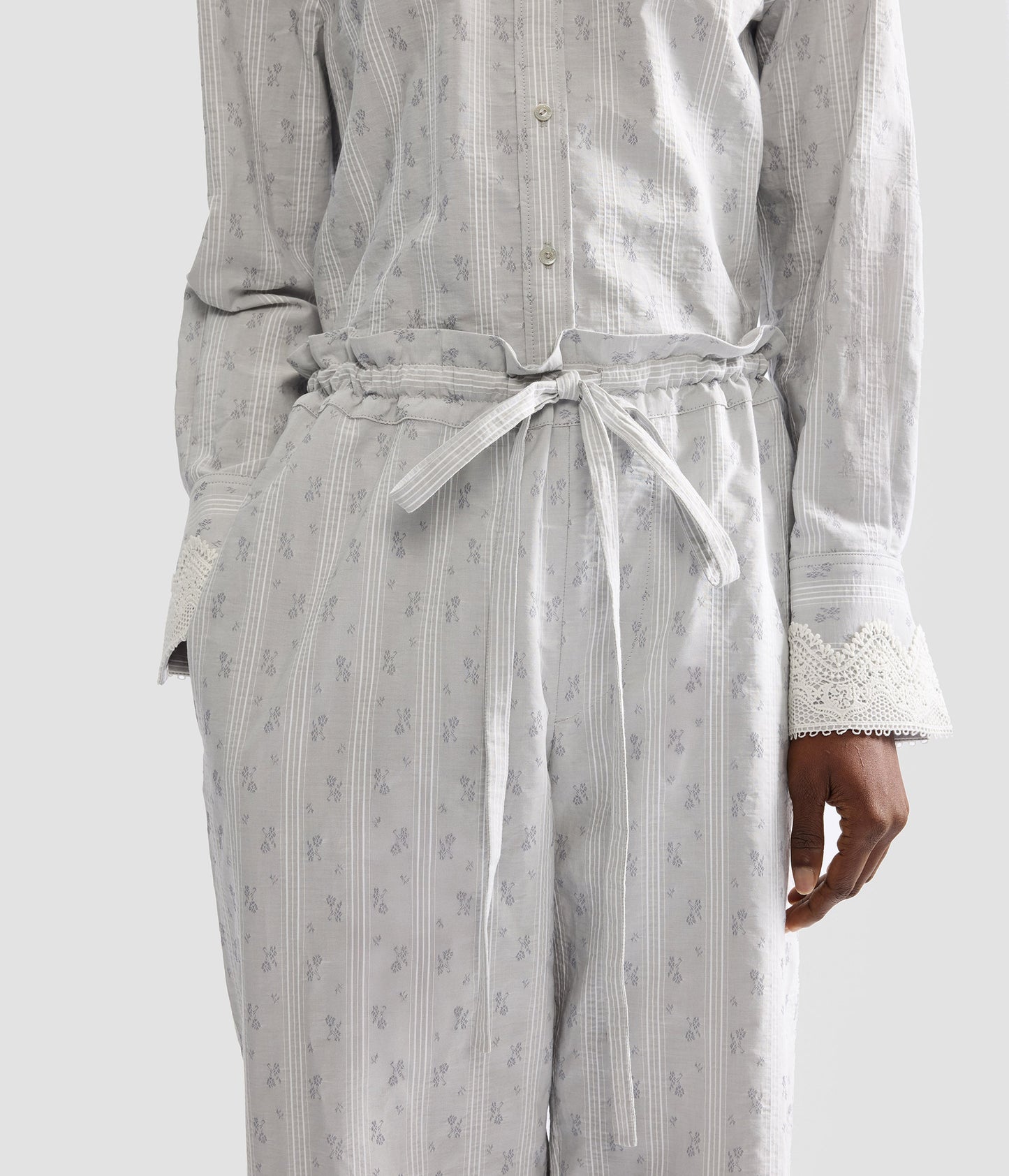 Ditsy Cotton Stripe Drawstring Trouser