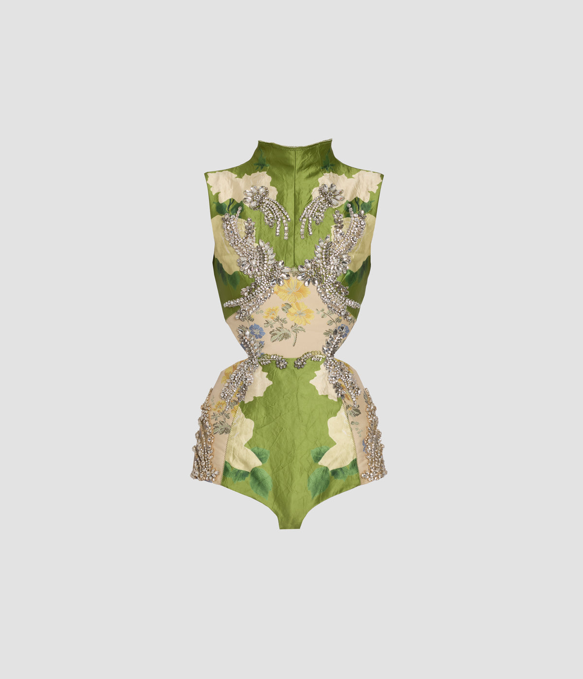 Embroidered Textured Satin Bodysuit