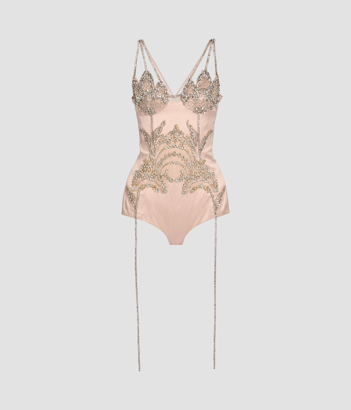 Embroidered Textured Satin Bodysuit