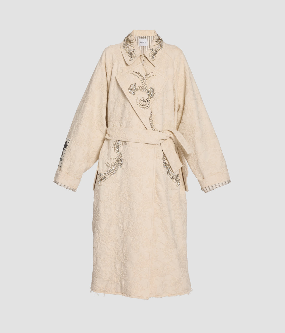Embroidered Jacquard Trench Coat