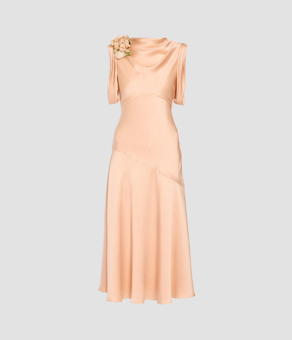 Satin Cady Sleeveless Midi Dress