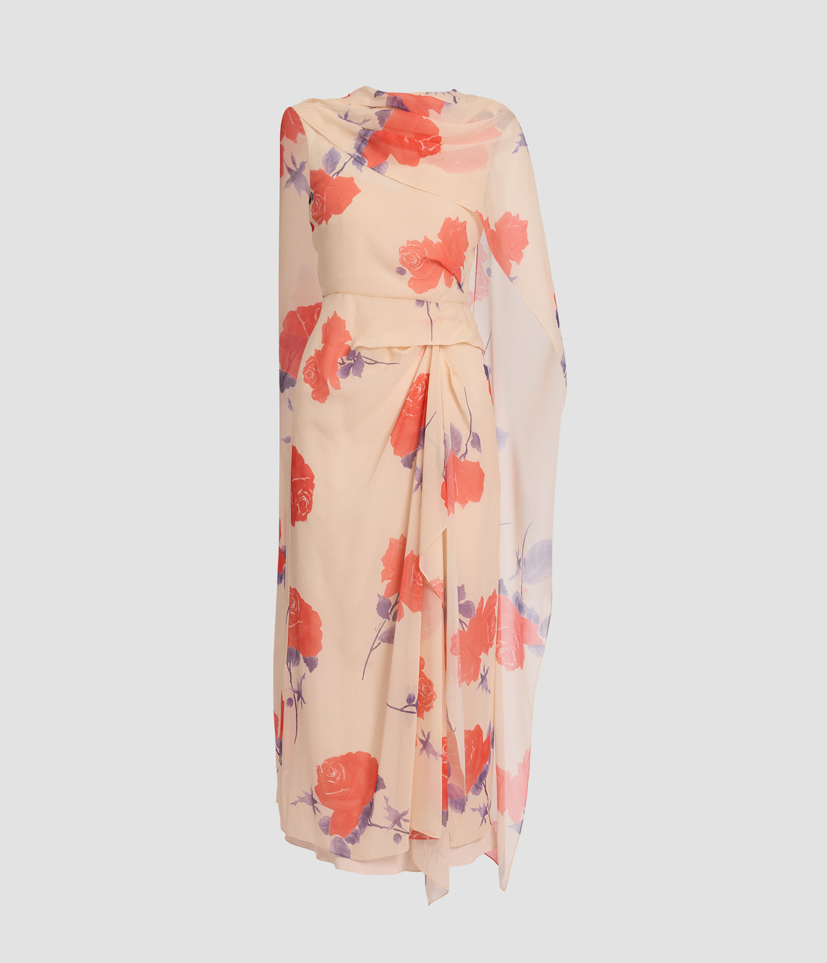 Floral Heavy Silk Voile Midi Dress