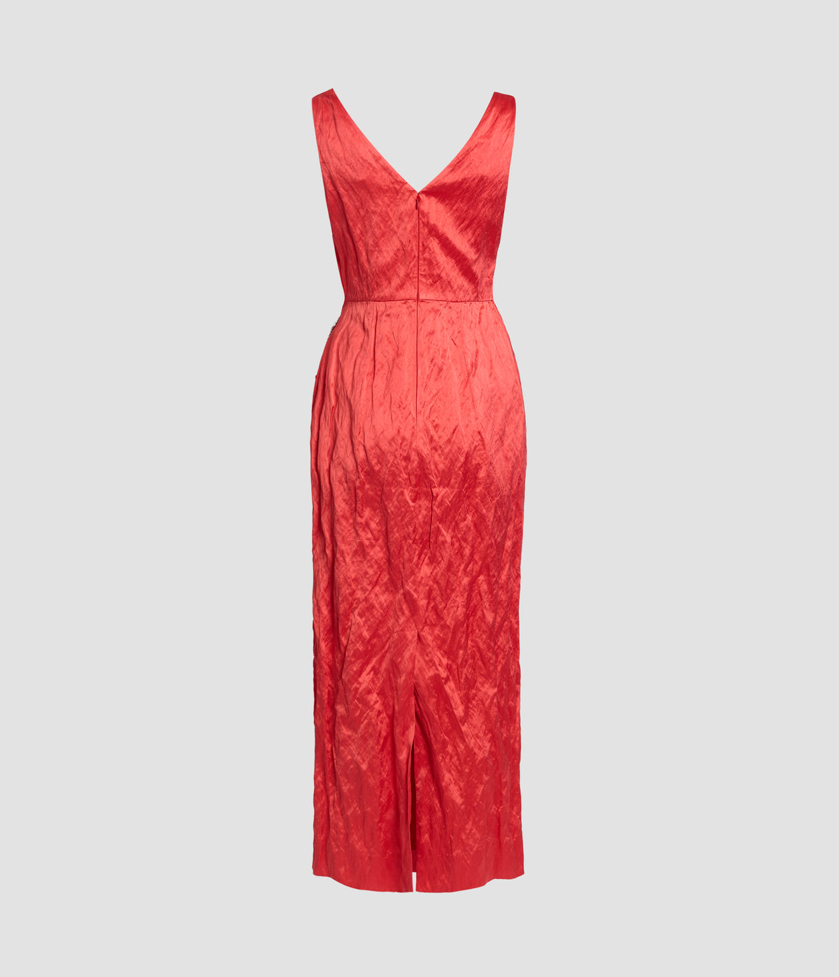 Textured Satin Sleeveless Midi Dress