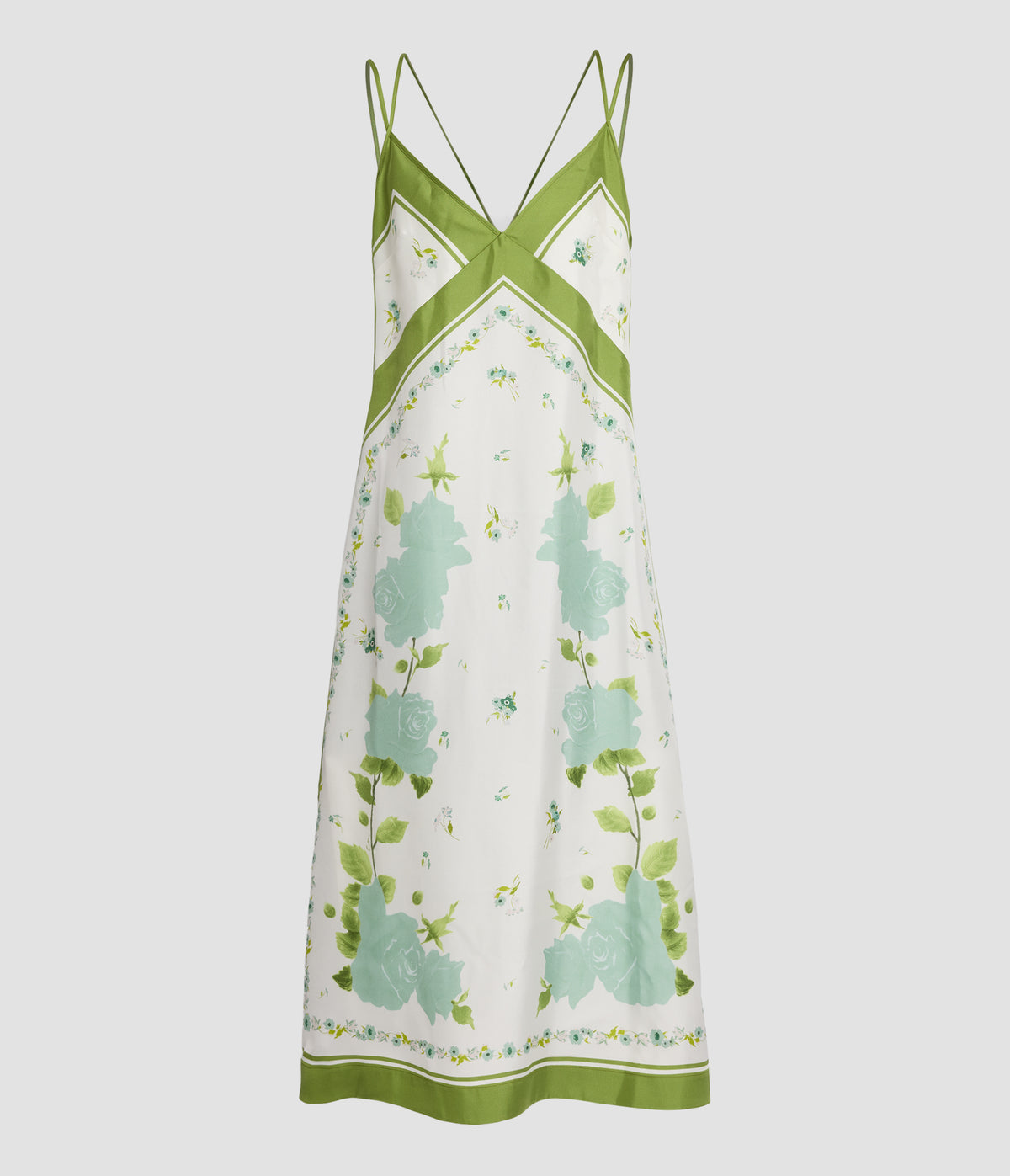 Floral Silk Twill Sleeveless Midi Dress