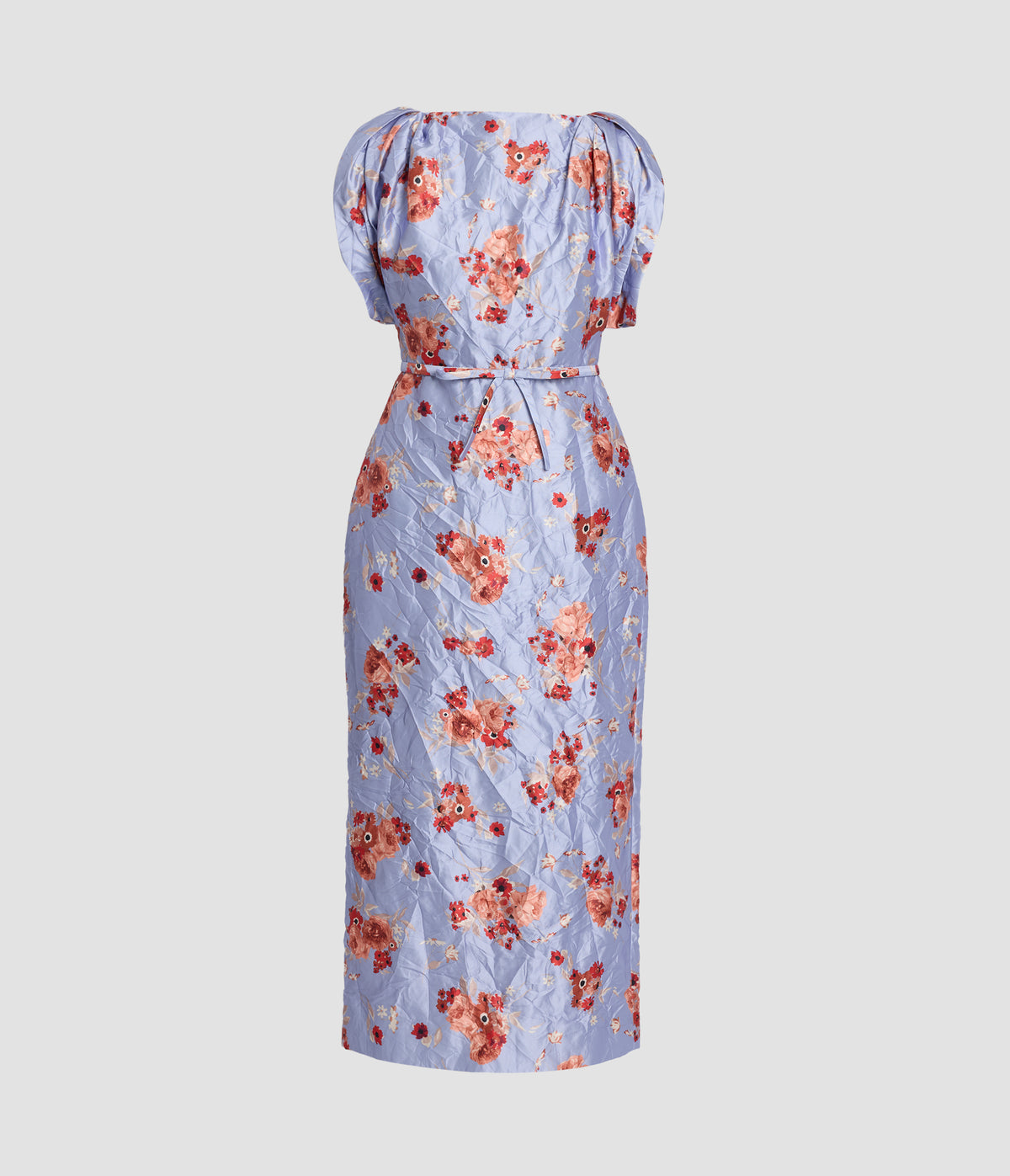 Floral Textured Satin Midi Dress