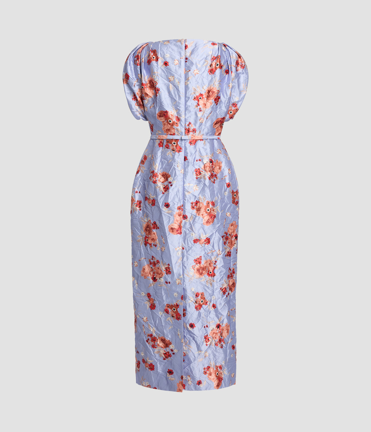 Floral Textured Satin Midi Dress