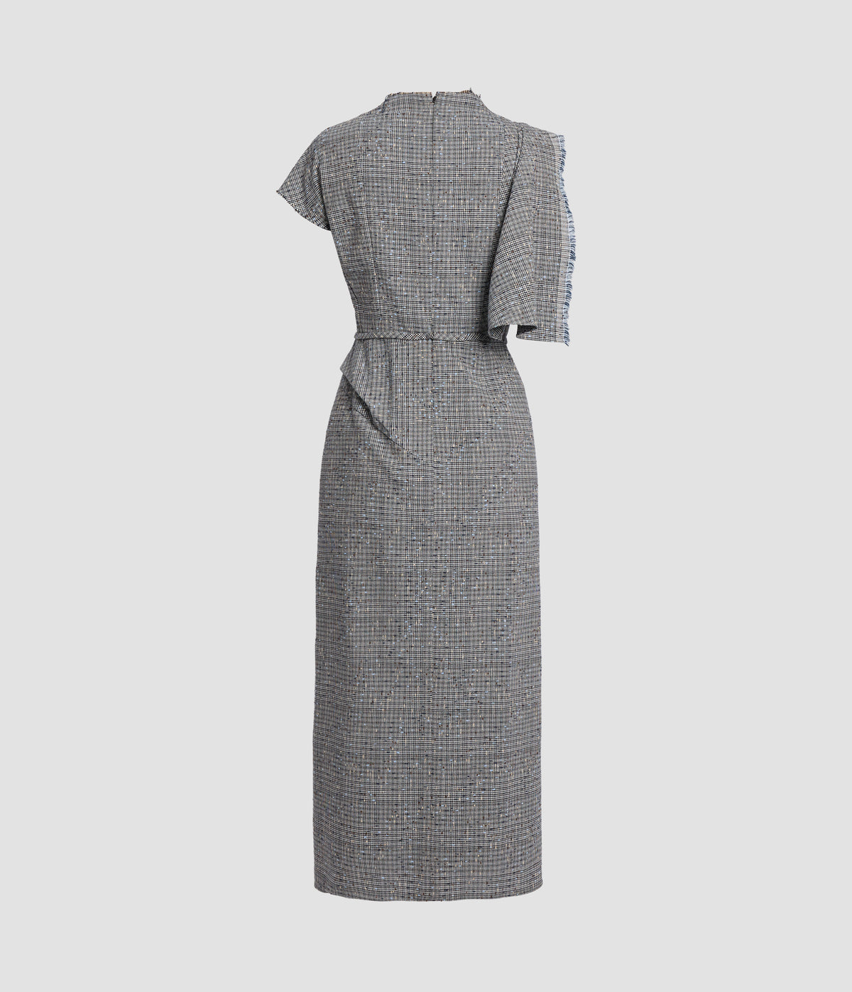 Donegal Check Asymmetric Midi Dress