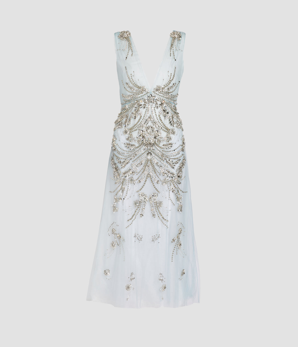 Embroidered Tulle Cocktail Dress