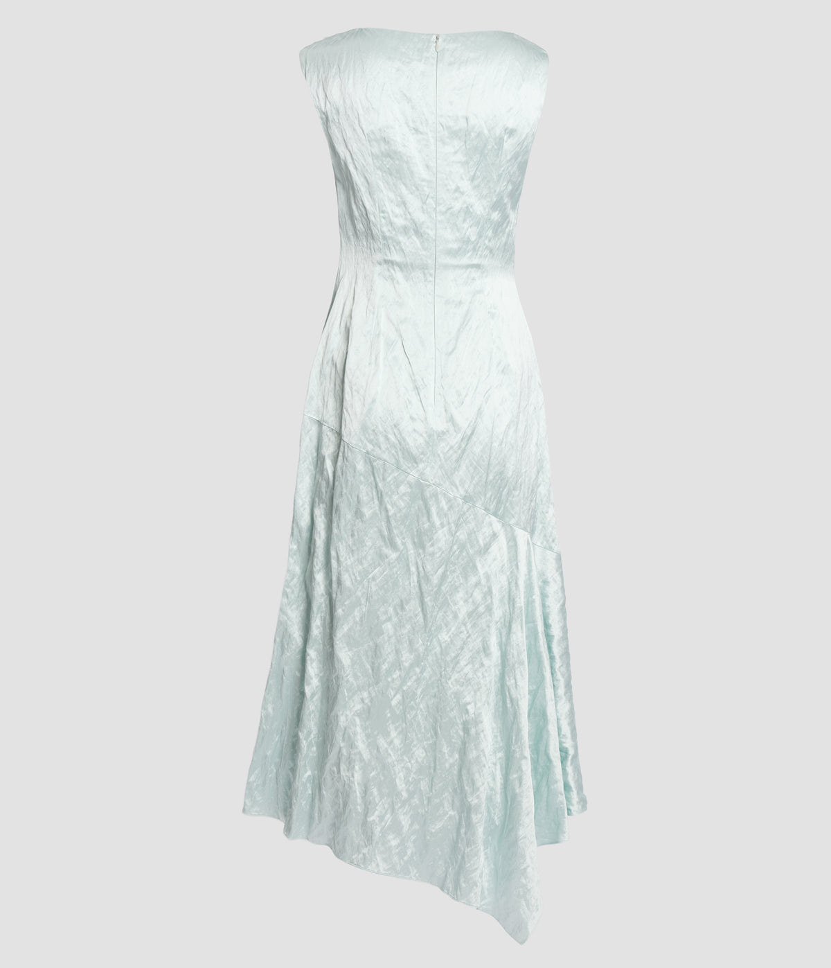 Embroidered Textured Satin Sleeveless Midi Dress