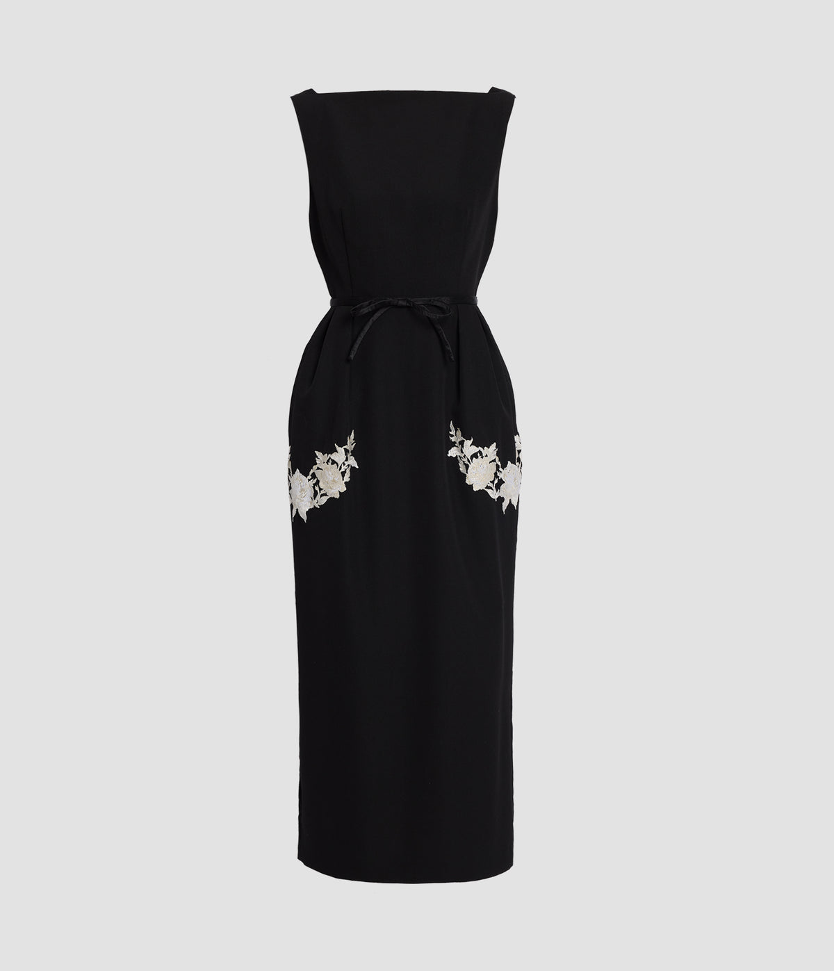 Embroidered Grain De Poudre Sleeveless Midi Dress