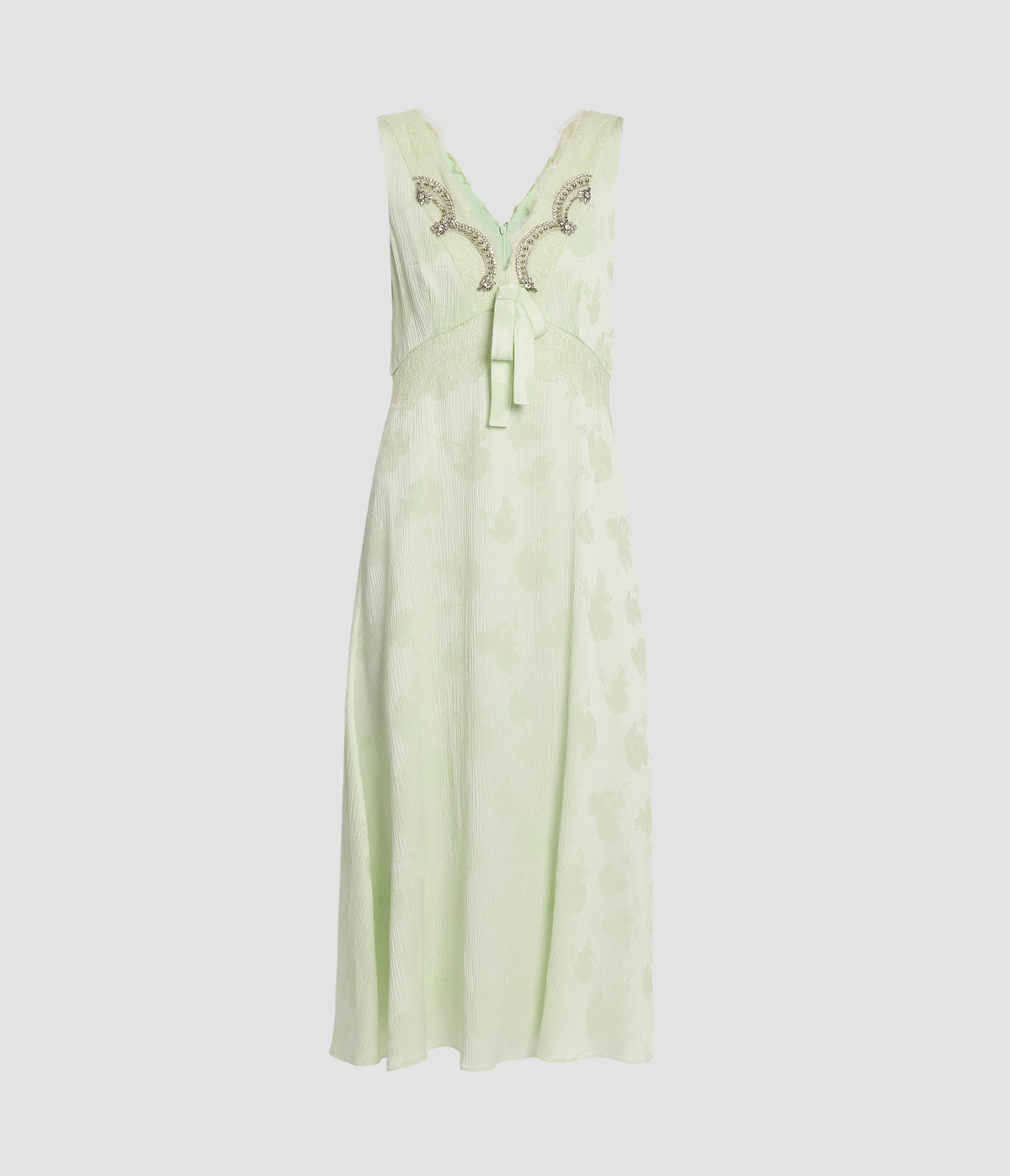 Embroidered Floral Creponne Jacquard Midi Dress