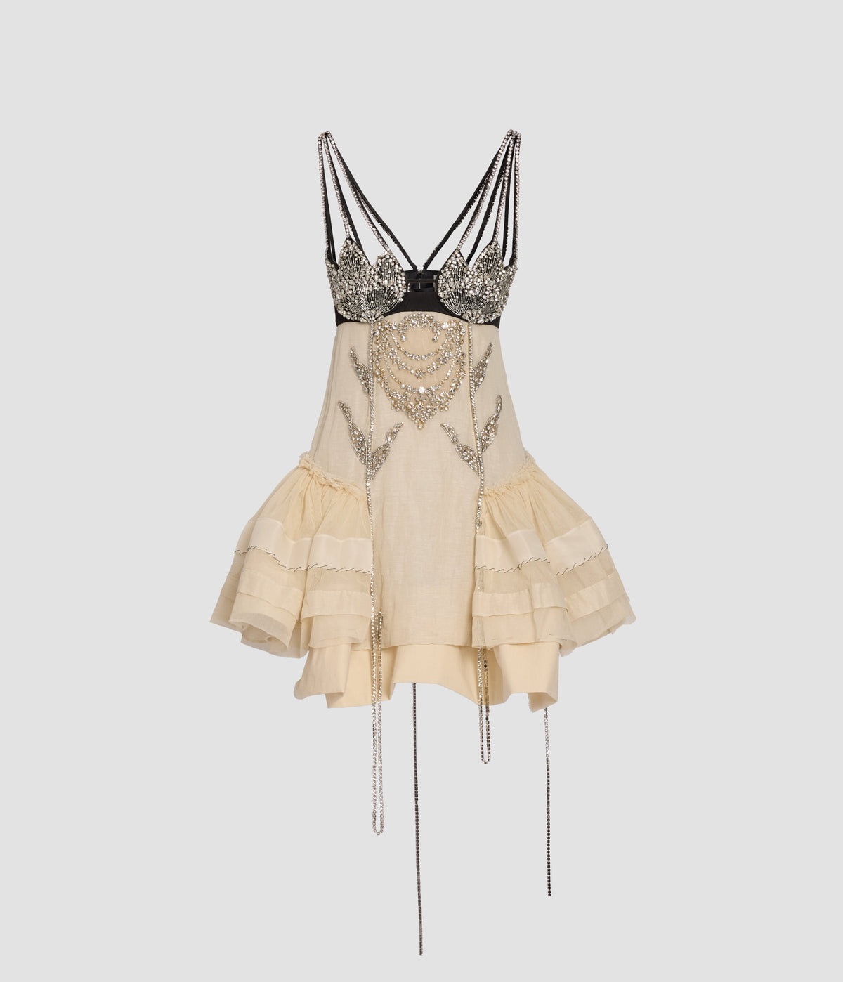 Embroidered Linen Gauze Sleeveless Mini Dress
